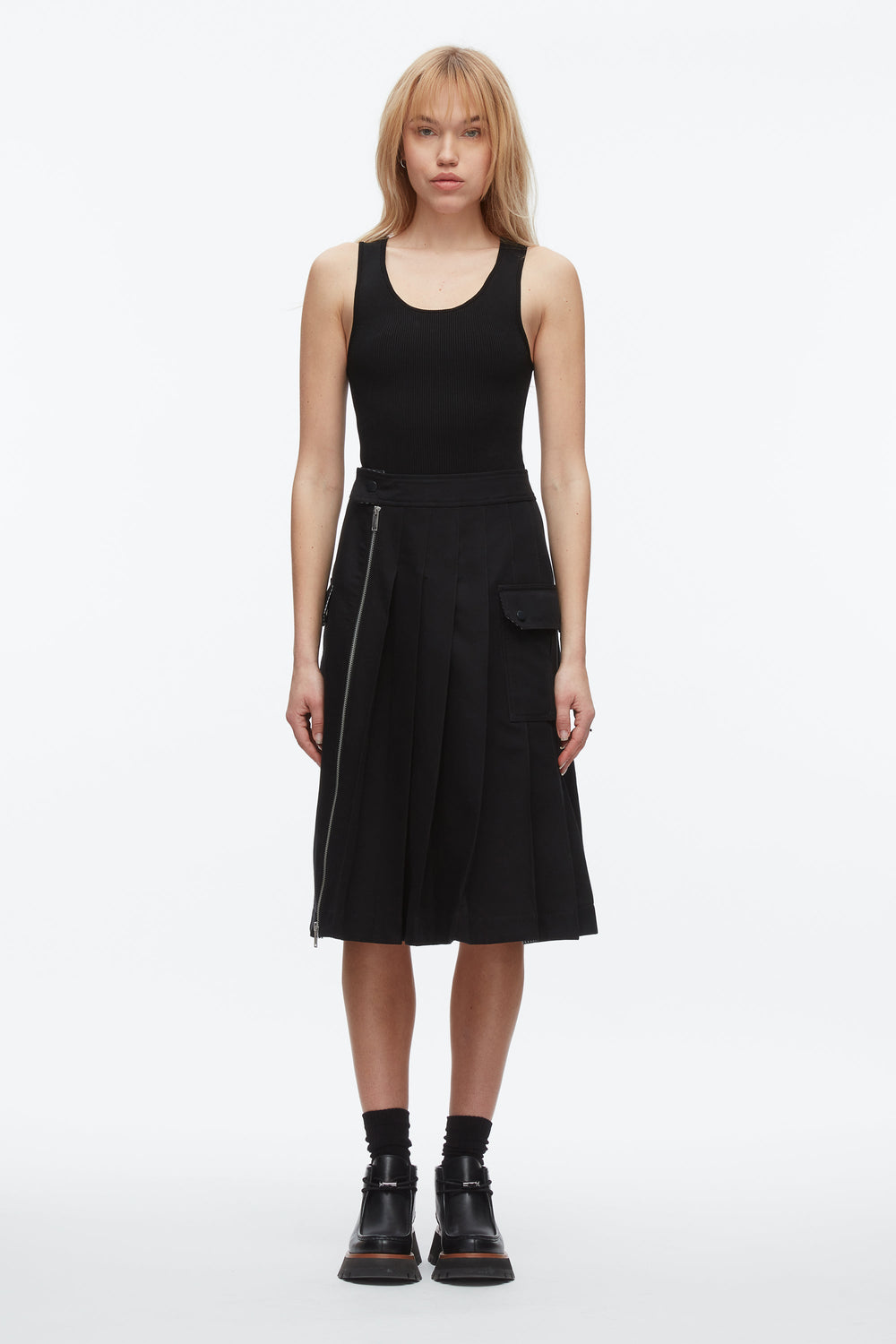 Black Multi Pleated Zip Utility Skirt | 3.1 Phillip Lim