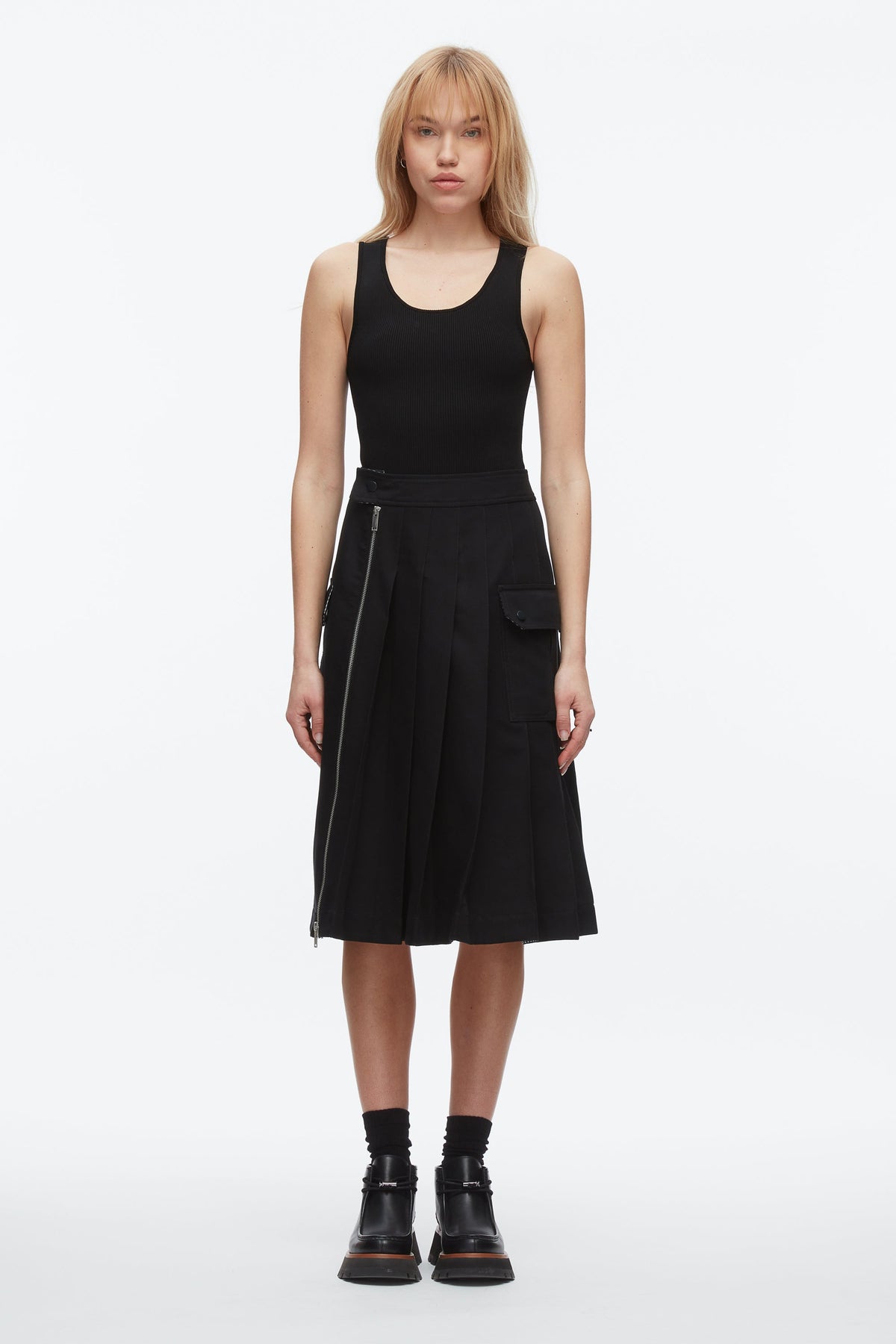 Black Multi Pleated Zip Utility Skirt | 3.1 Phillip Lim