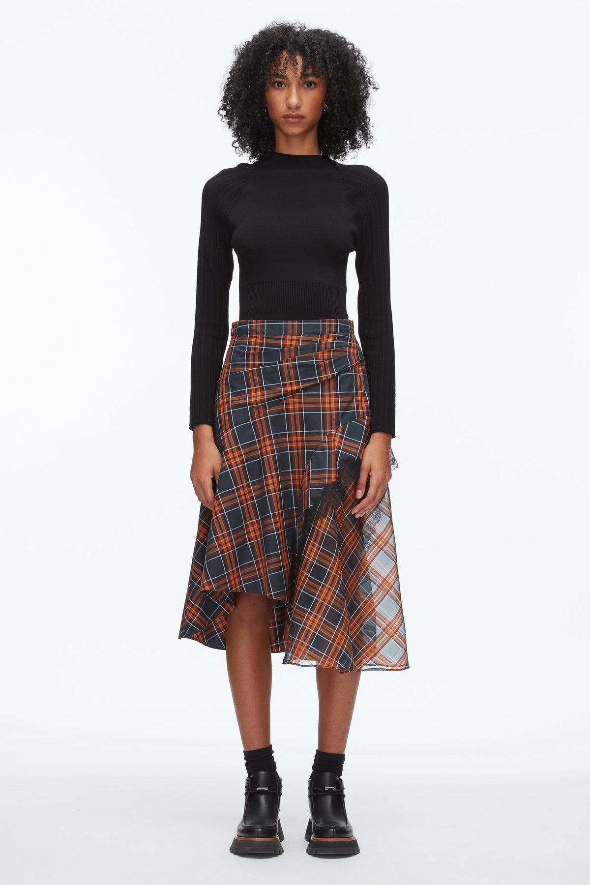 Dusk Multi Plaid Mix Draped Midi Skirt | 3.1 Phillip Lim