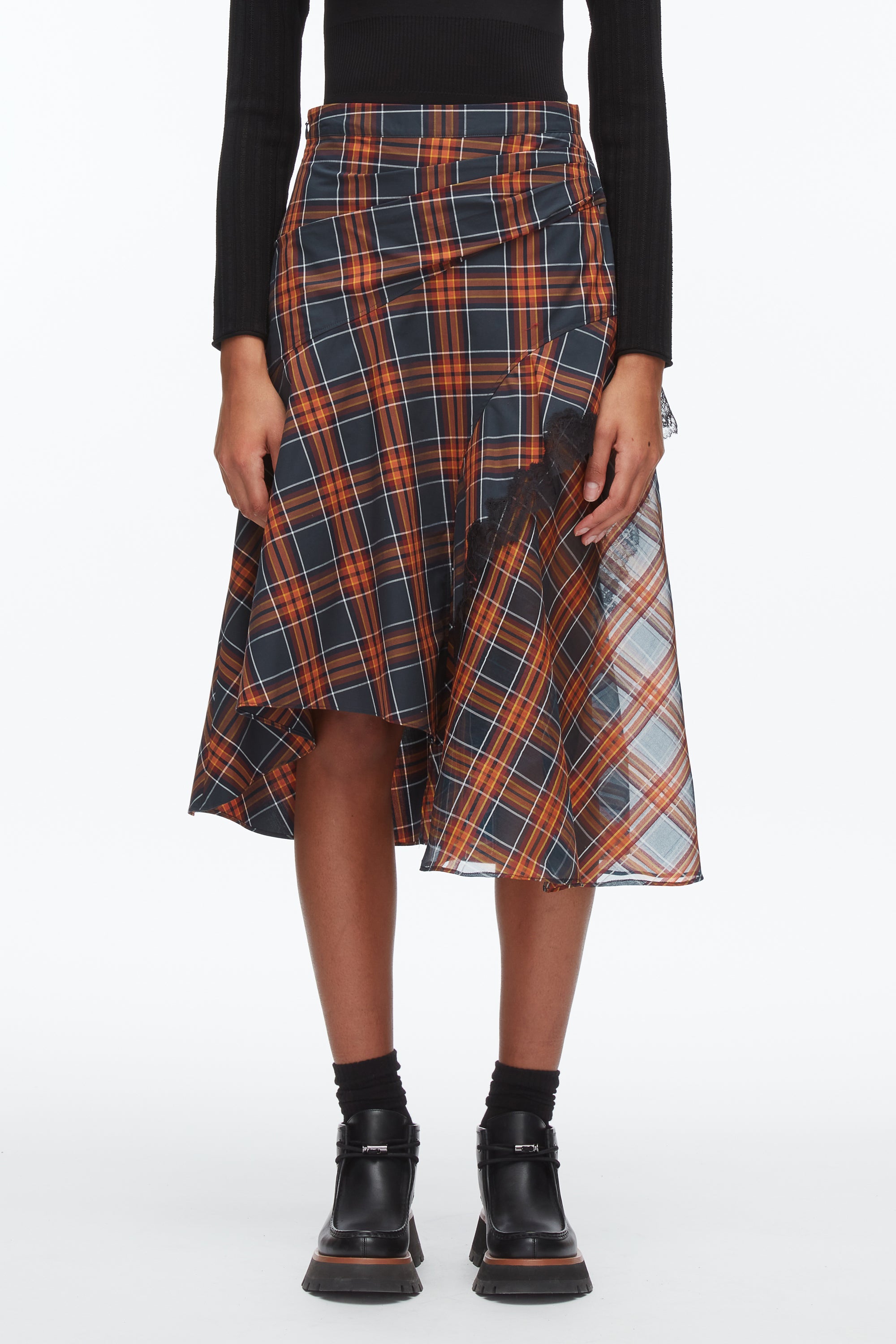 Dusk Multi Plaid Mix Draped Midi Skirt | 3.1 Phillip Lim