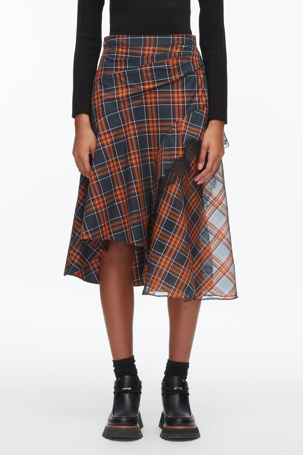 Dusk Multi Plaid Mix Draped Midi Skirt | 3.1 Phillip Lim