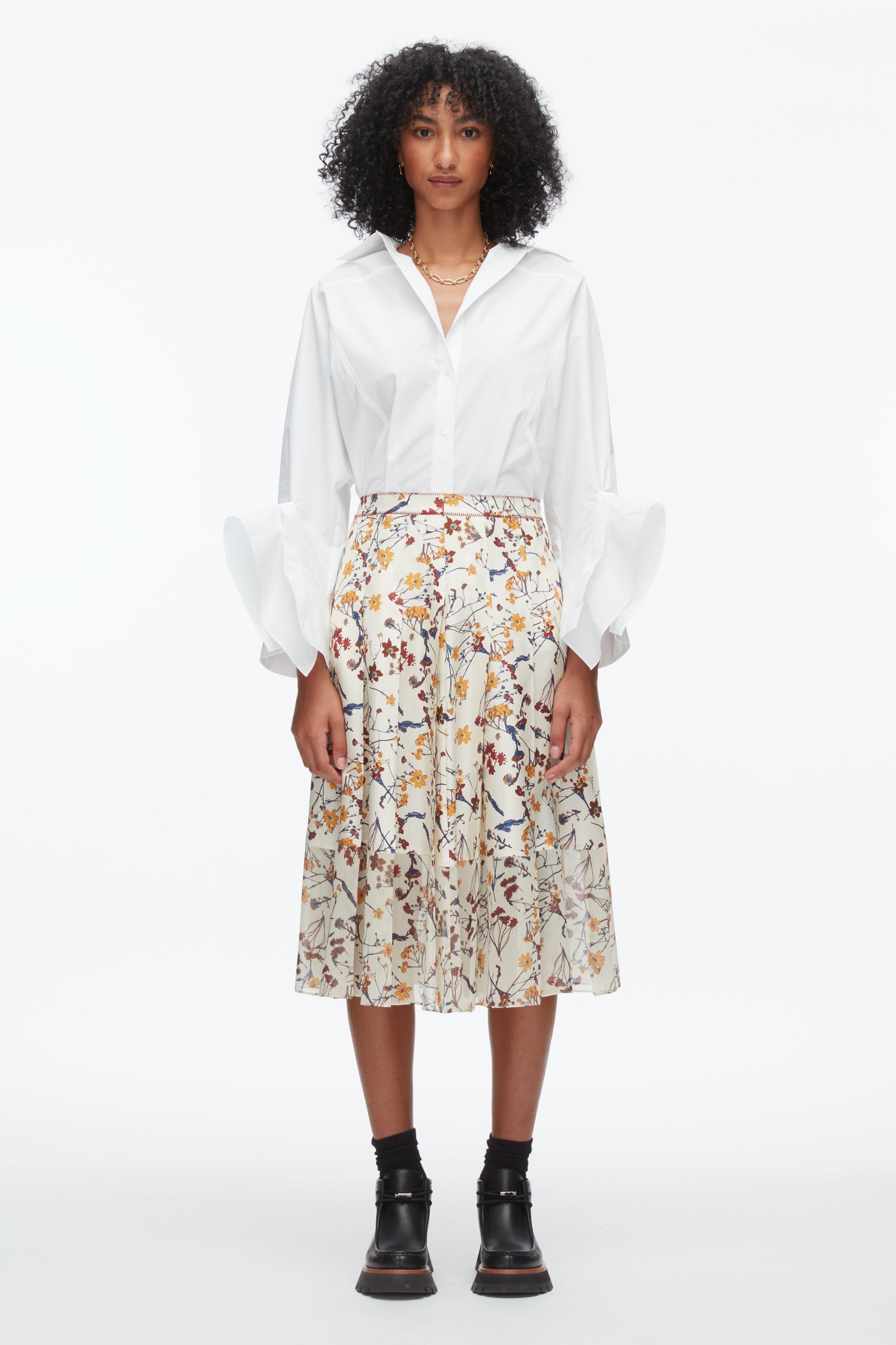 Parchment Multi Bliss Floral Pleated Skirt | 3.1 Phillip Lim