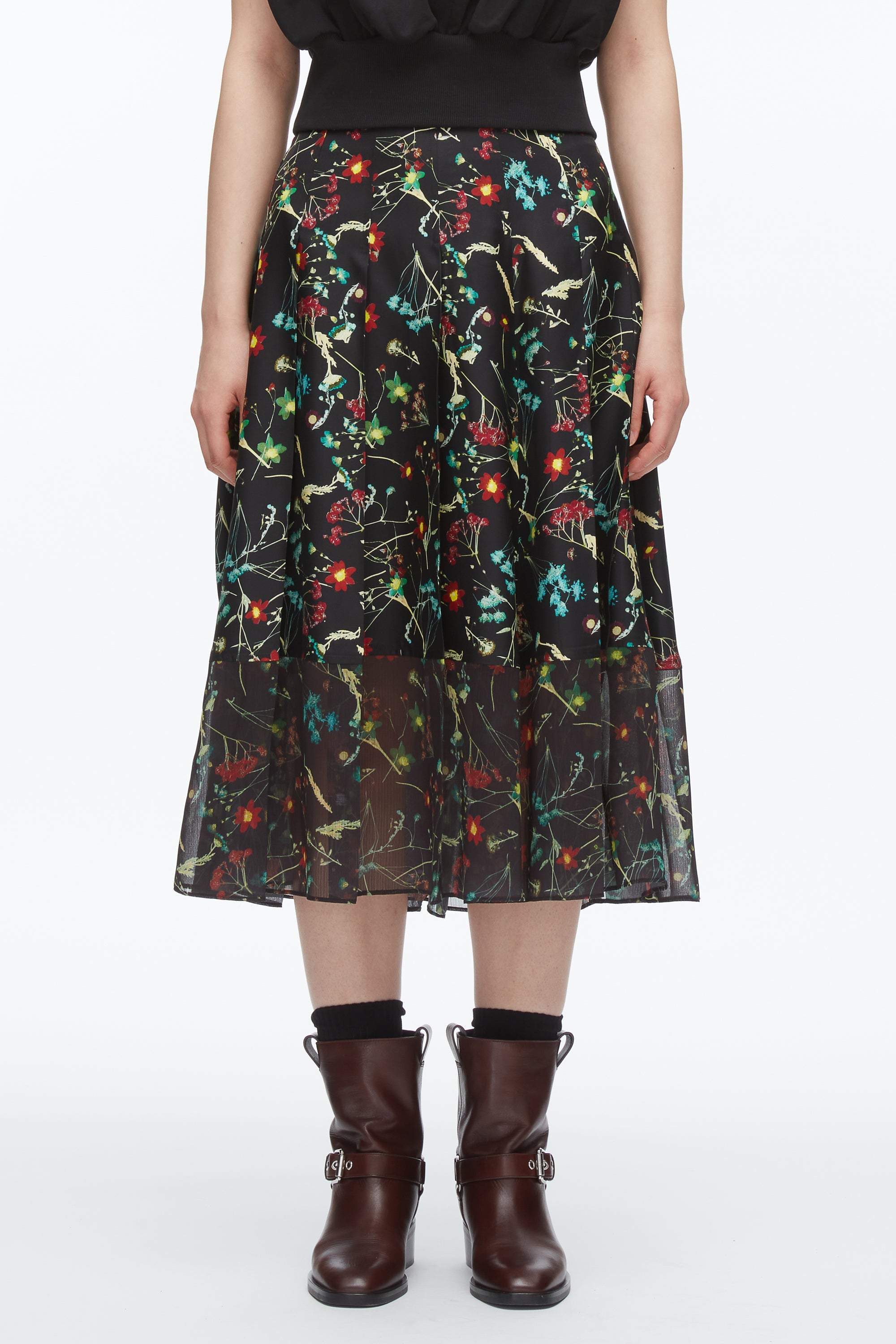 Black Multi Bliss Floral Pleated Skirt | 3.1 Phillip Lim