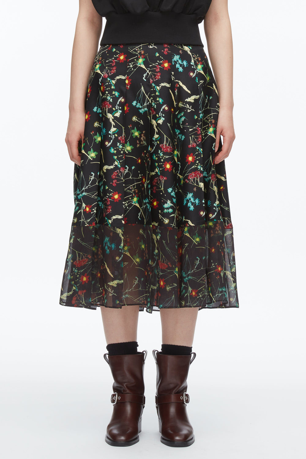 Black Multi Bliss Floral Pleated Skirt | 3.1 Phillip Lim