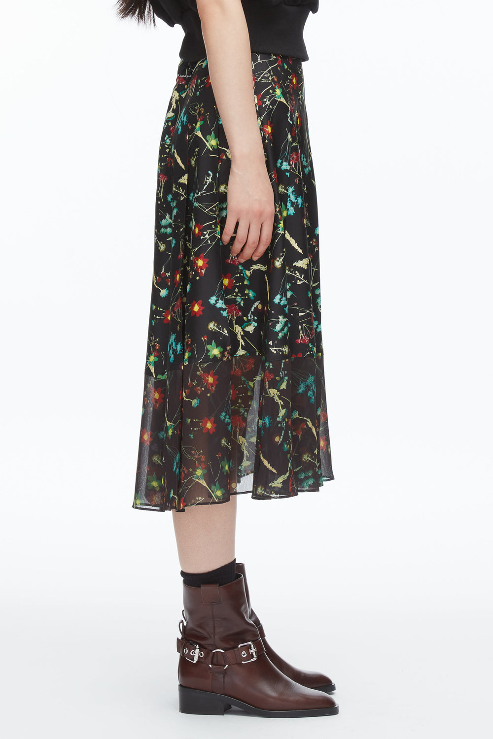 Black Multi Bliss Floral Pleated Skirt | 3.1 Phillip Lim