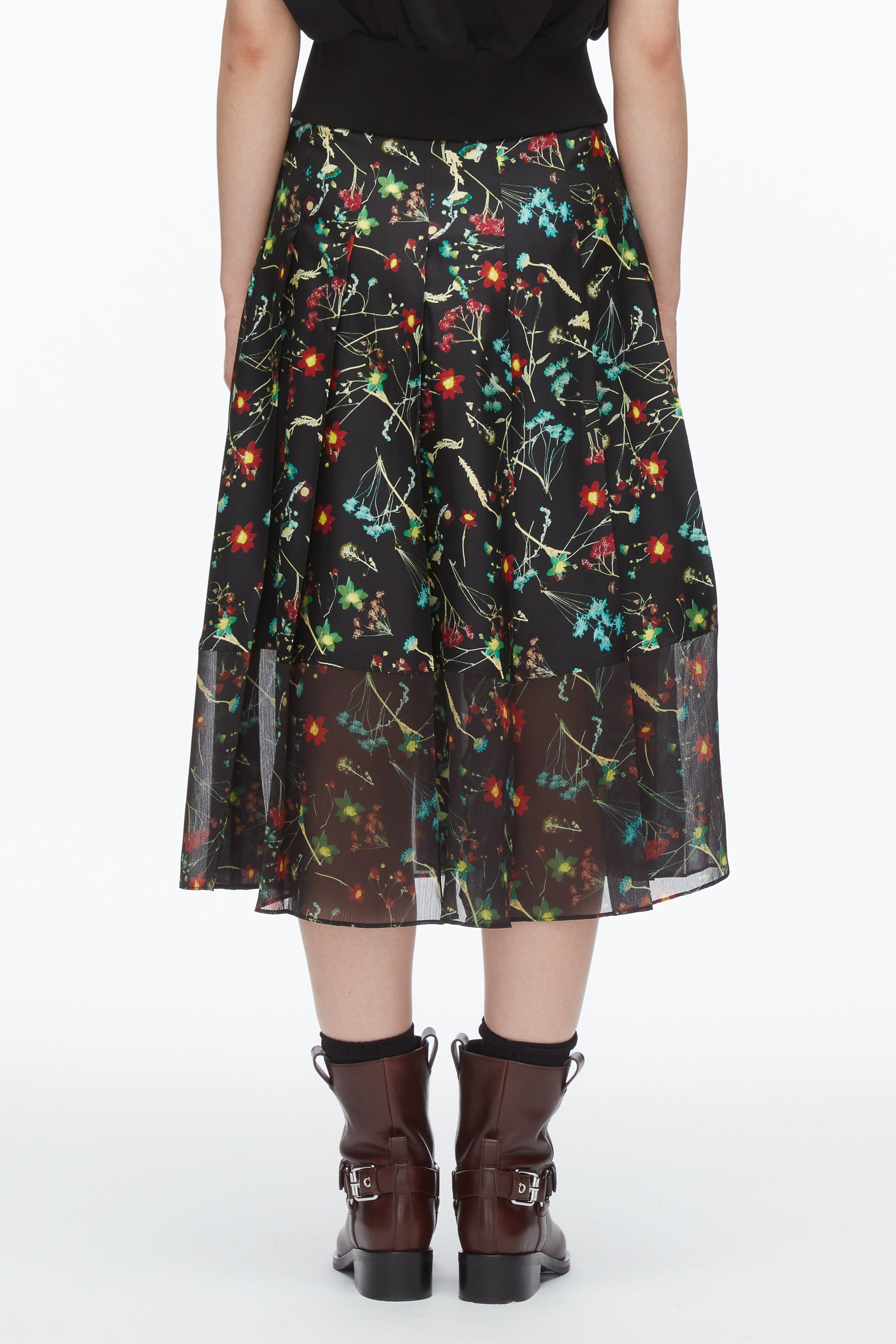 Black Multi Bliss Floral Pleated Skirt | 3.1 Phillip Lim