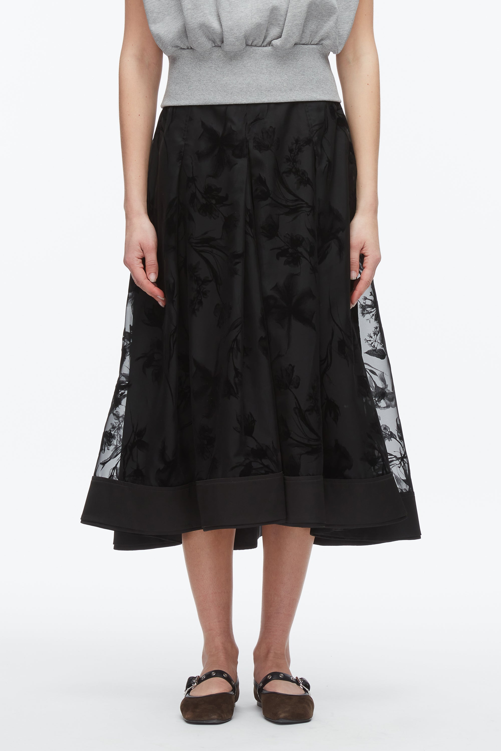 Black Flocked Organza Midi Skirt | 3.1 Phillip Lim
