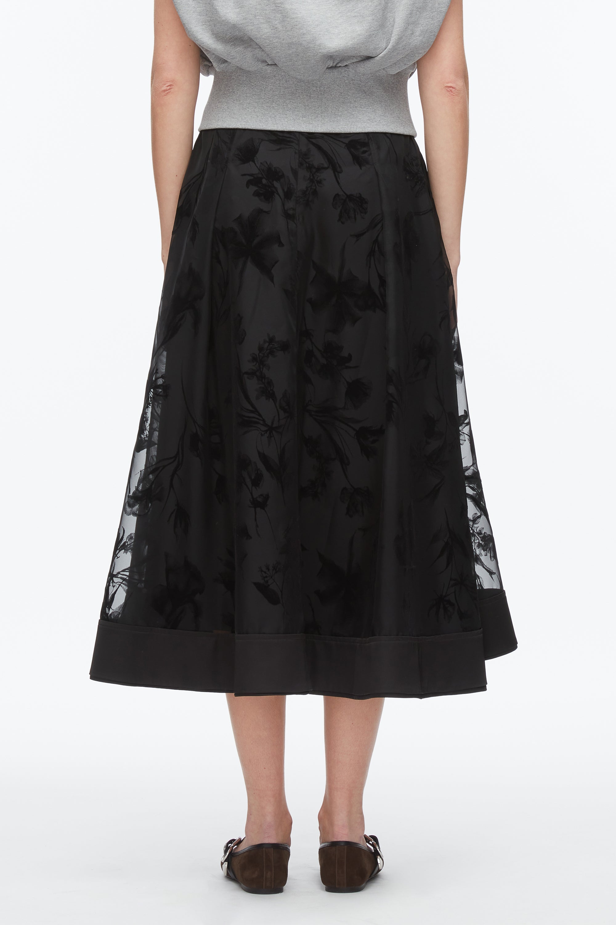Black Flocked Organza Midi Skirt | 3.1 Phillip Lim