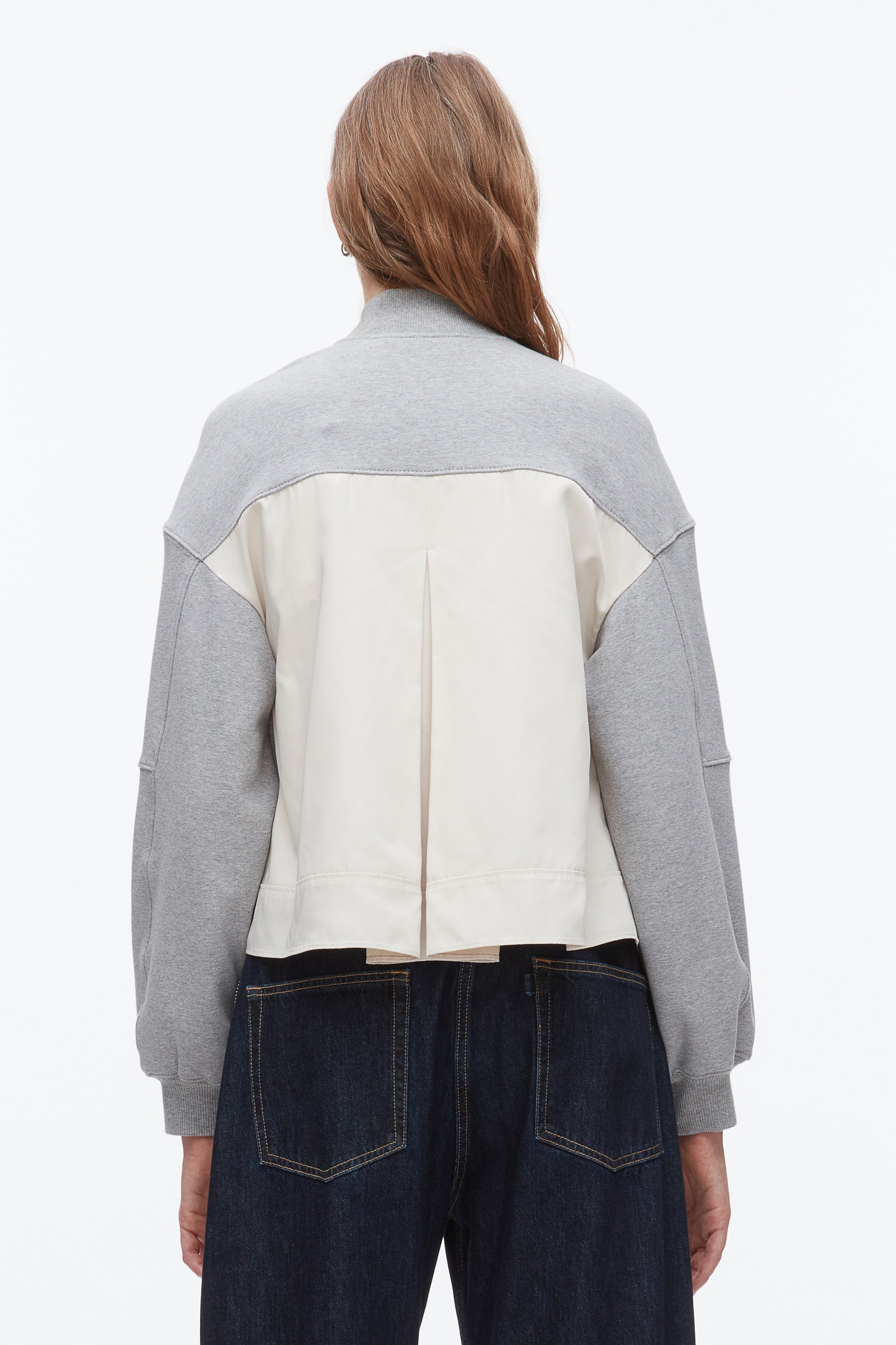 Grey Melange-Stone Terry Hybrid Zip Up | 3.1 Phillip Lim