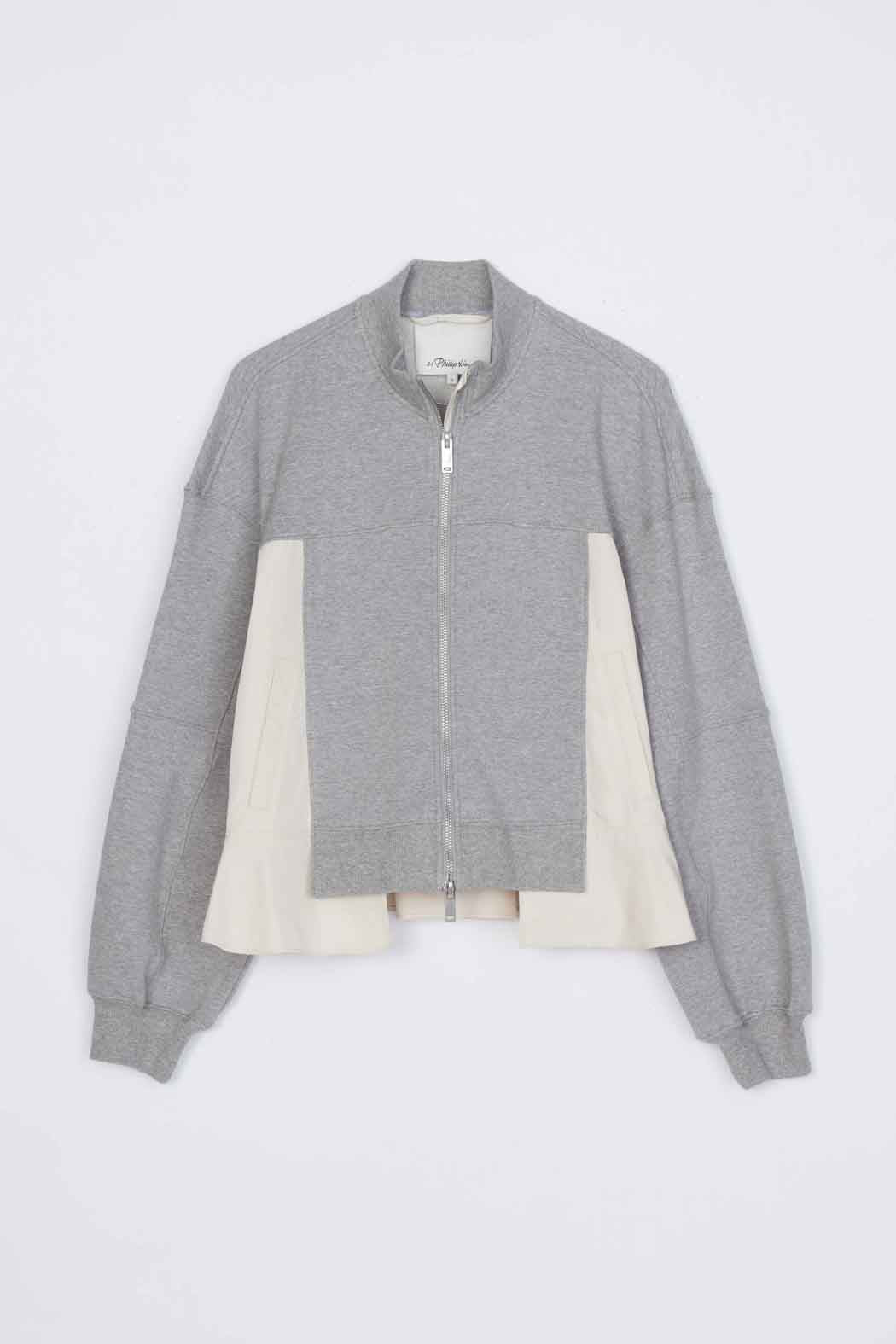 Grey Melange-Stone Terry Hybrid Zip Up | 3.1 Phillip Lim