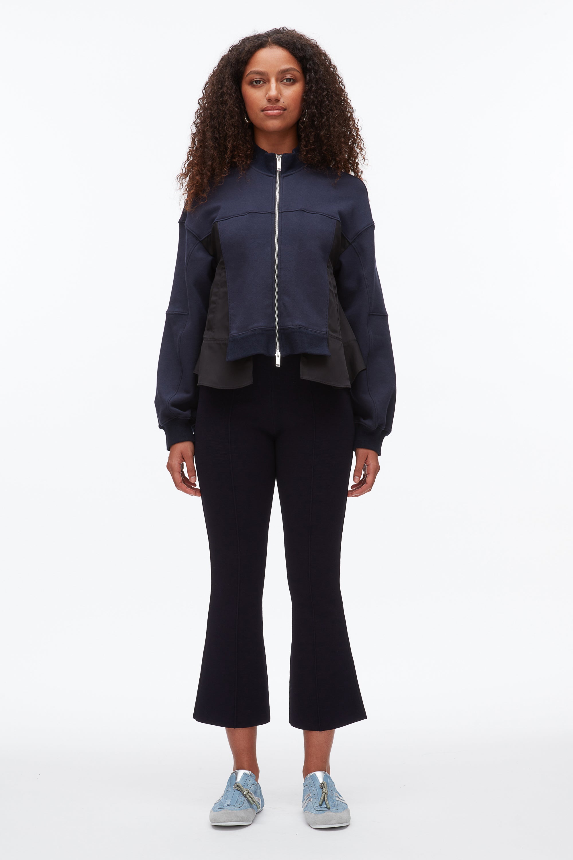 Midnight-Black Terry Hybrid Zip Up | 3.1 Phillip Lim