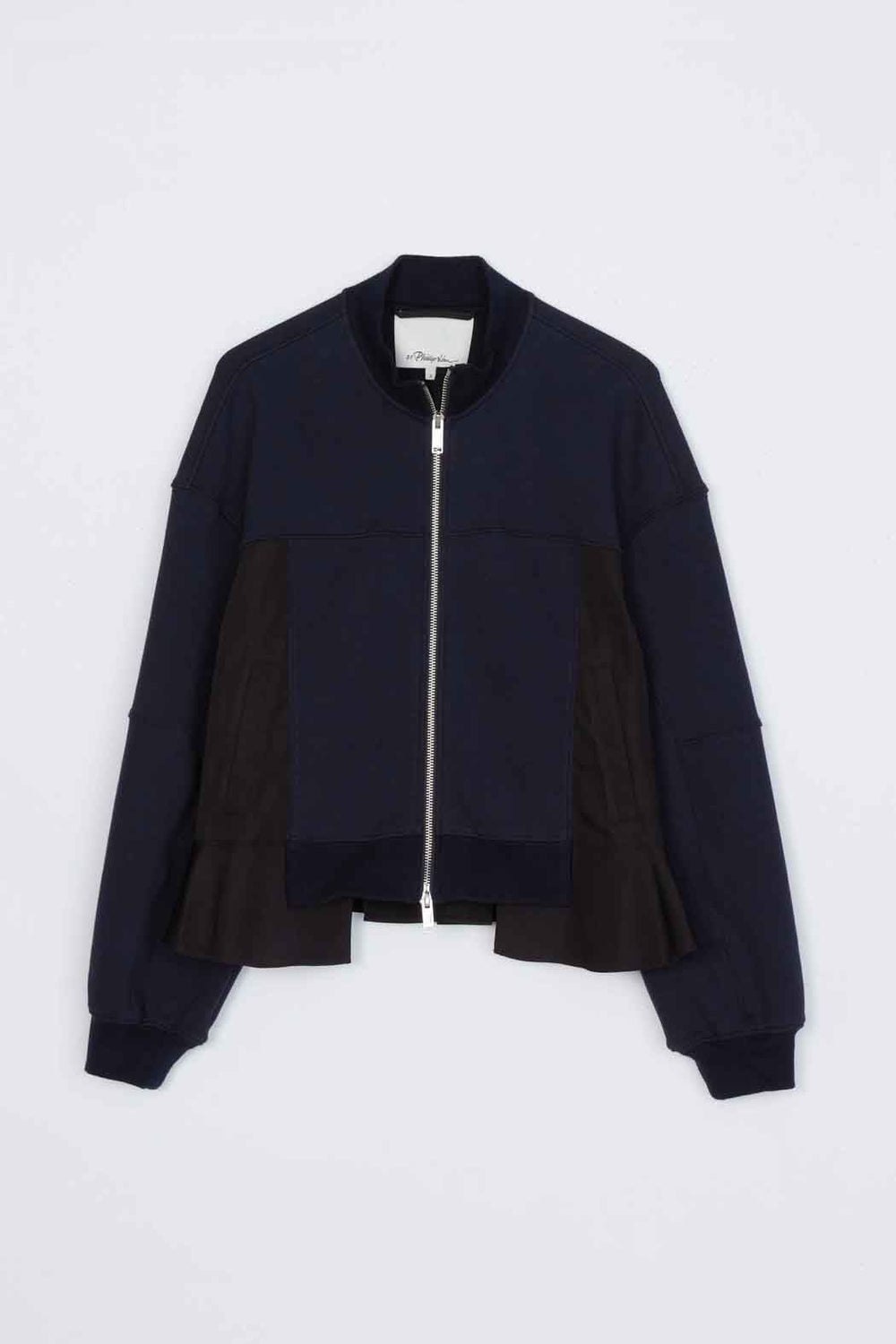 Midnight-Black Terry Hybrid Zip Up | 3.1 Phillip Lim