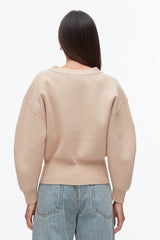Beige Round Sleeve Zip Cardigan | 3.1 Phillip Lim