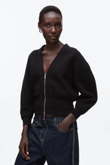 Black Round Sleeve Zip Cardigan | 3.1 Phillip Lim