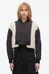 Black-Natural Cropped Sherpa Combo Bomber | 3.1 Phillip Lim
