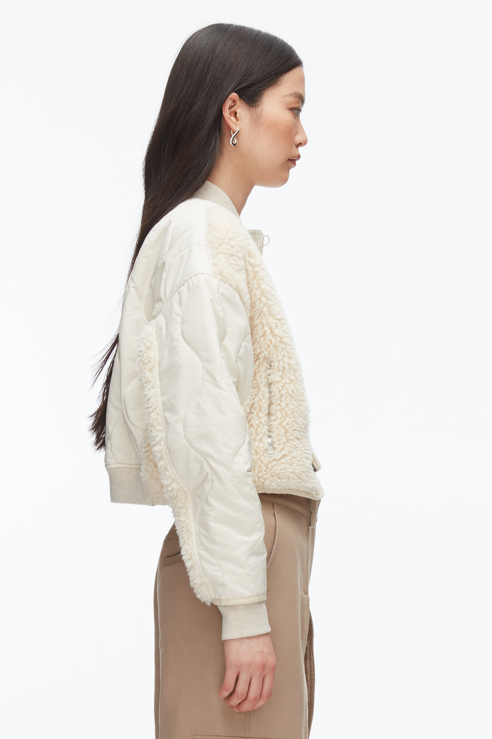 Parchment Multi Cropped Sherpa Combo Bomber | 3.1 Phillip Lim