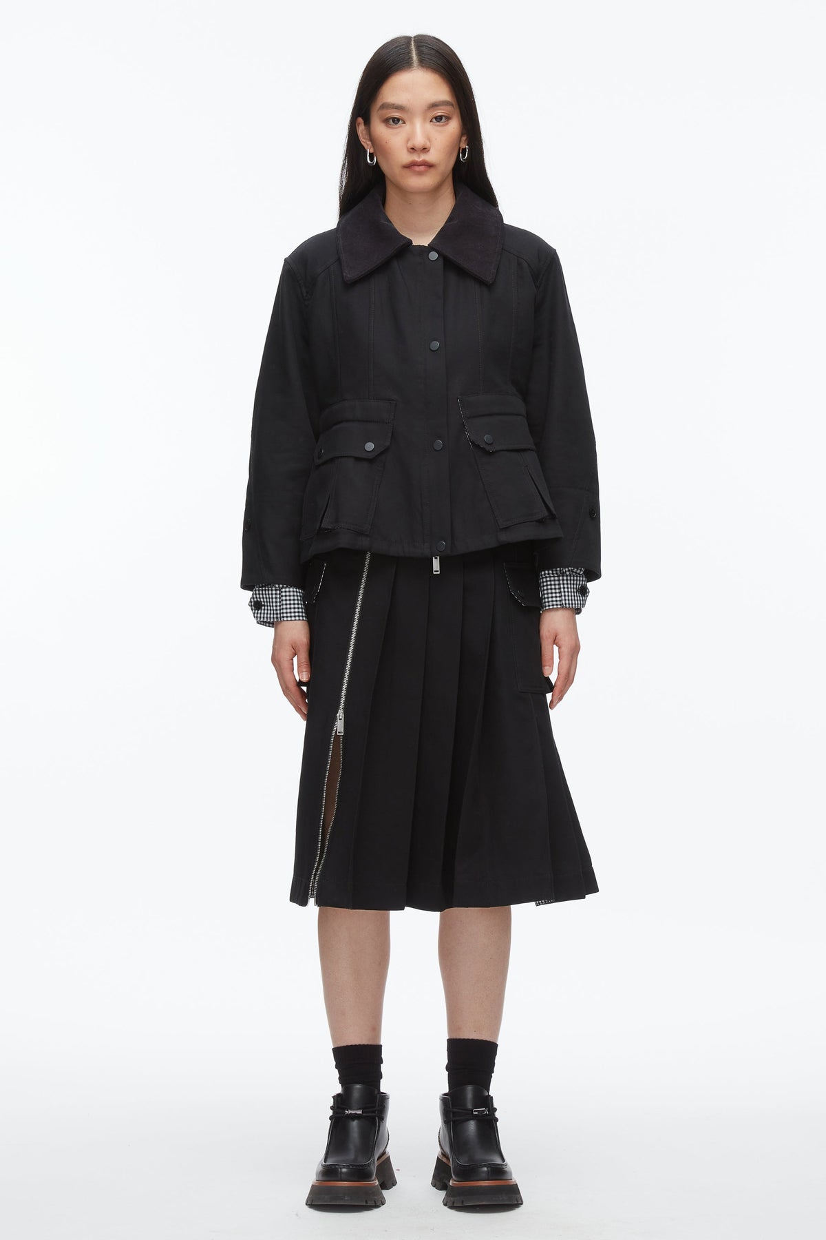 Black Multi Cropped Flounce Barn Jacket | 3.1 Phillip Lim