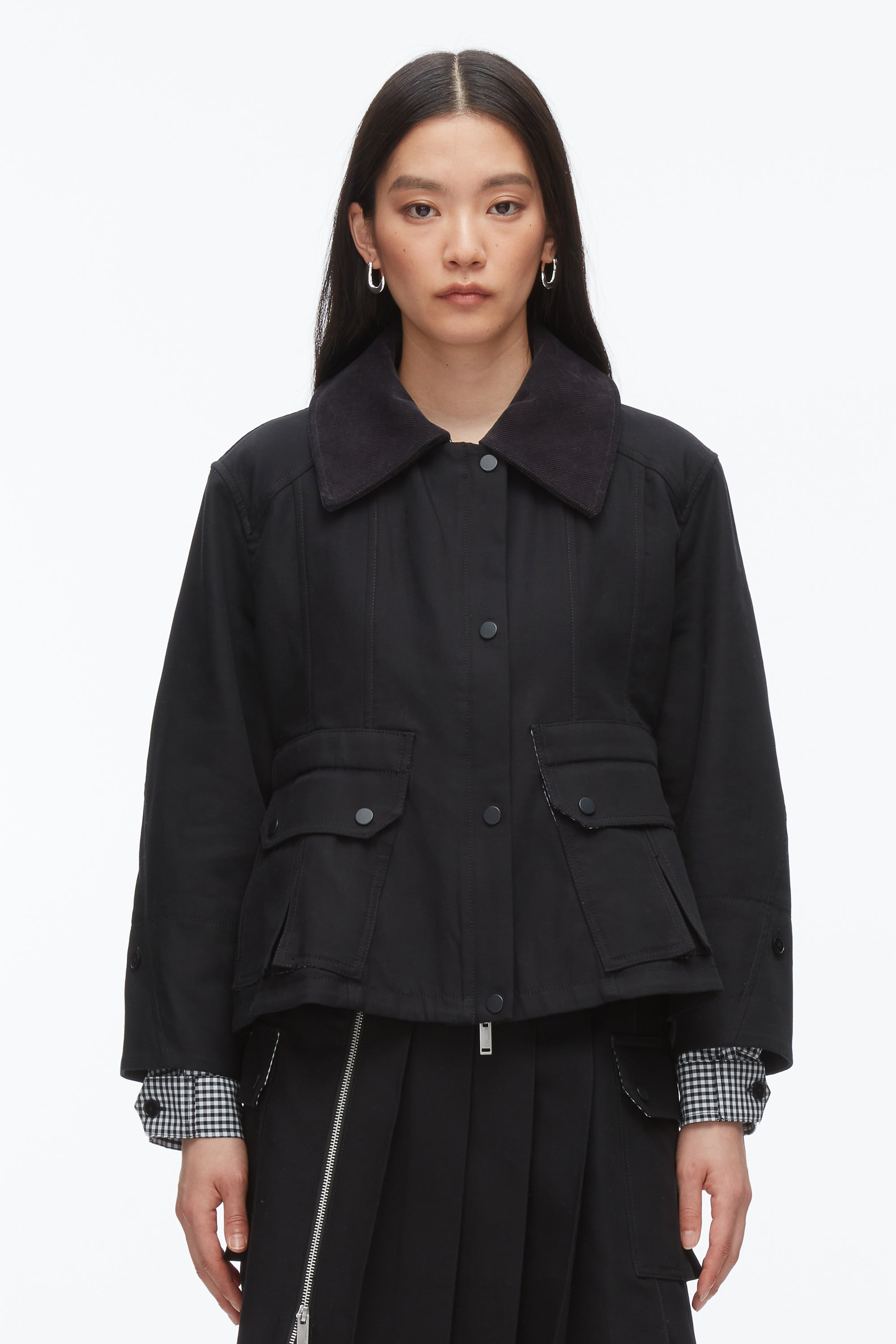Black Multi Cropped Flounce Barn Jacket | 3.1 Phillip Lim