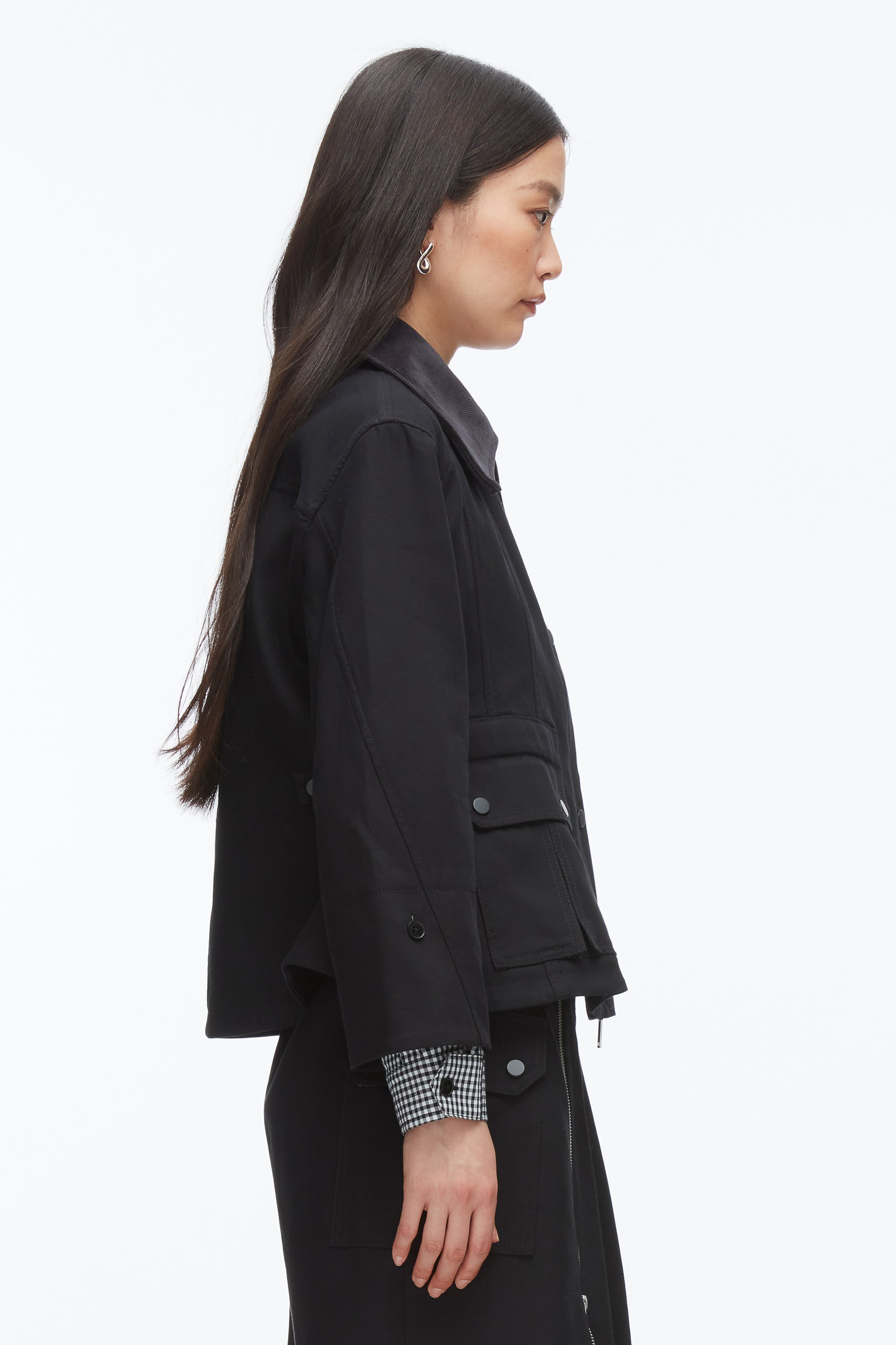 Black Multi Cropped Flounce Barn Jacket | 3.1 Phillip Lim