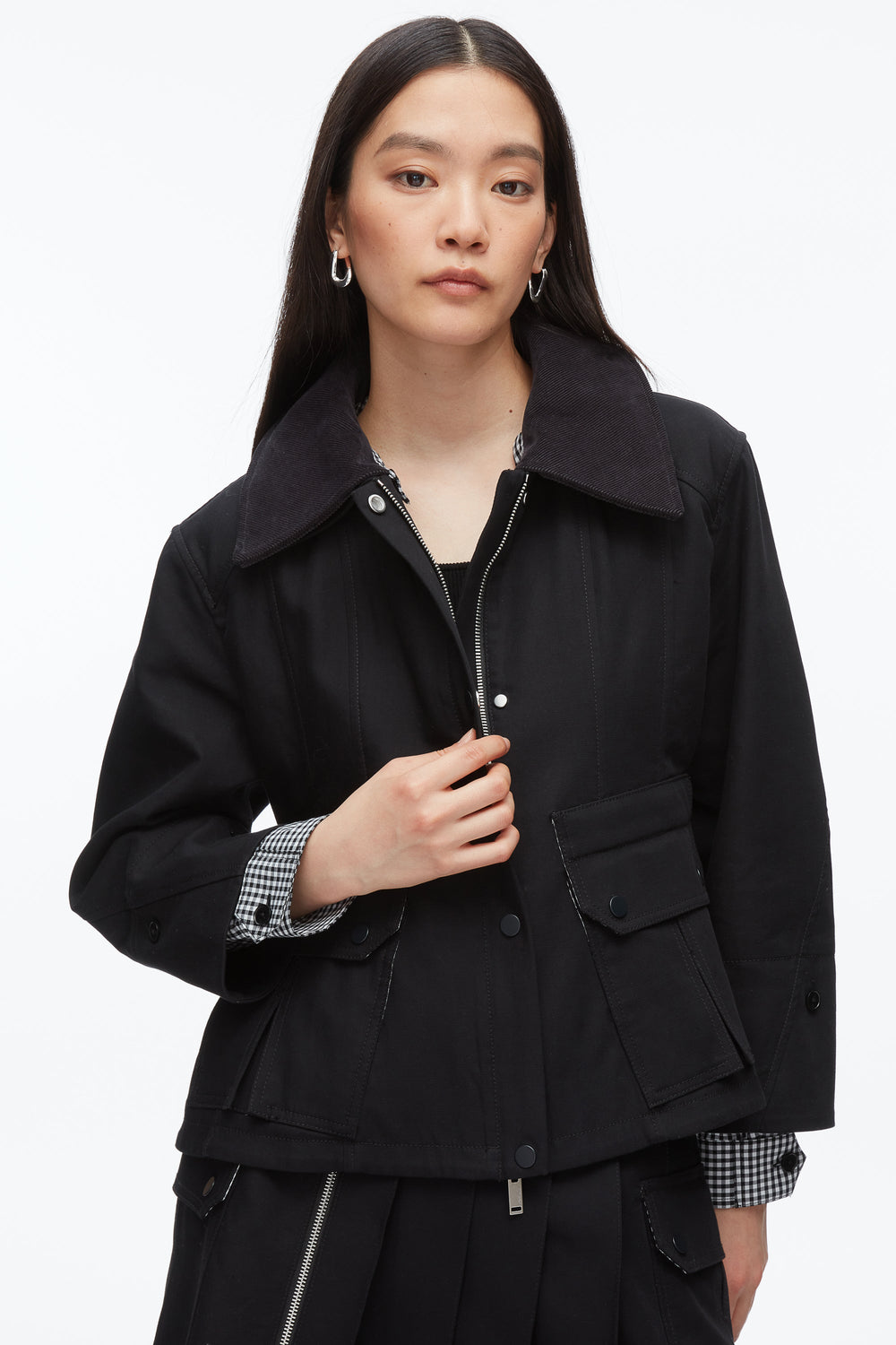 Black Multi Cropped Flounce Barn Jacket | 3.1 Phillip Lim