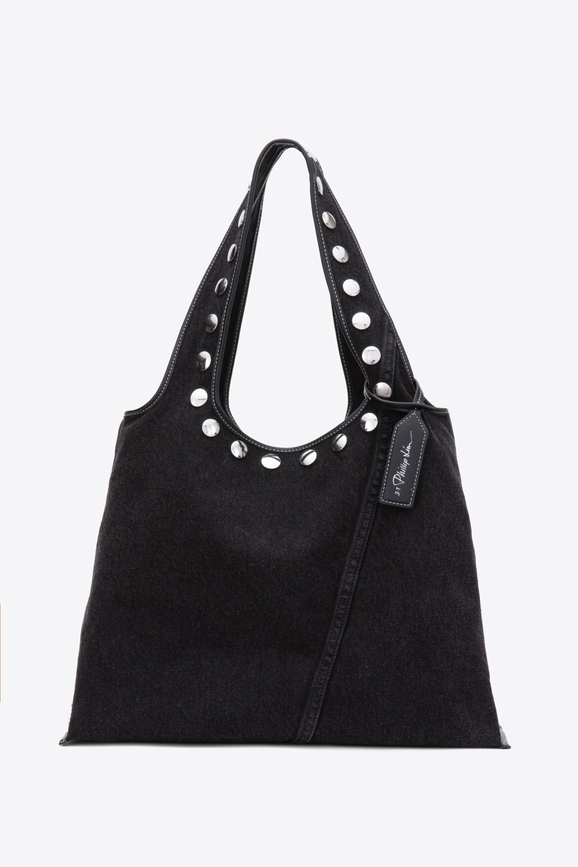 Washed Blk Denim Market Tote with Studs | 3.1 Phillip Lim