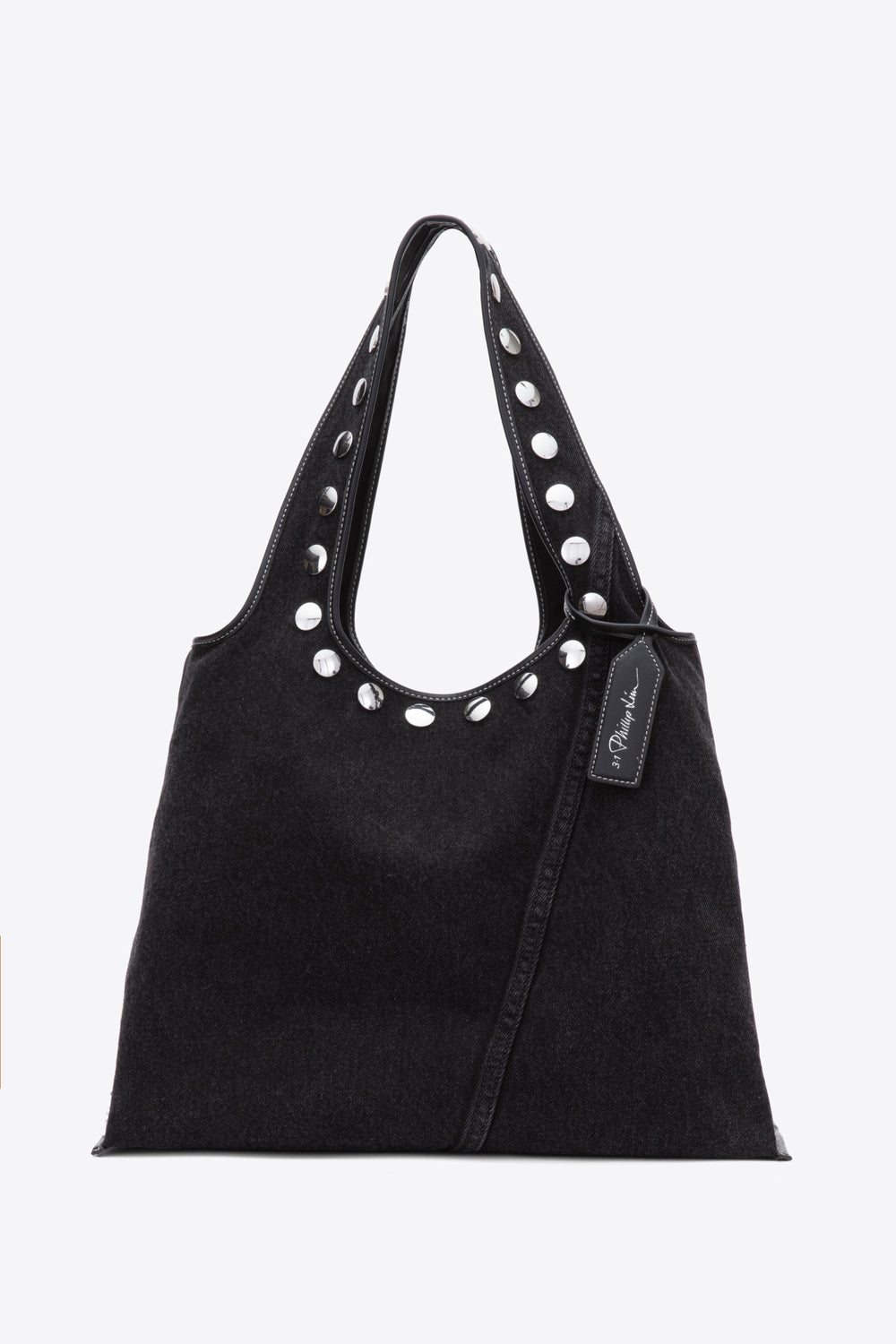Washed Blk Denim Market Tote with Studs | 3.1 Phillip Lim