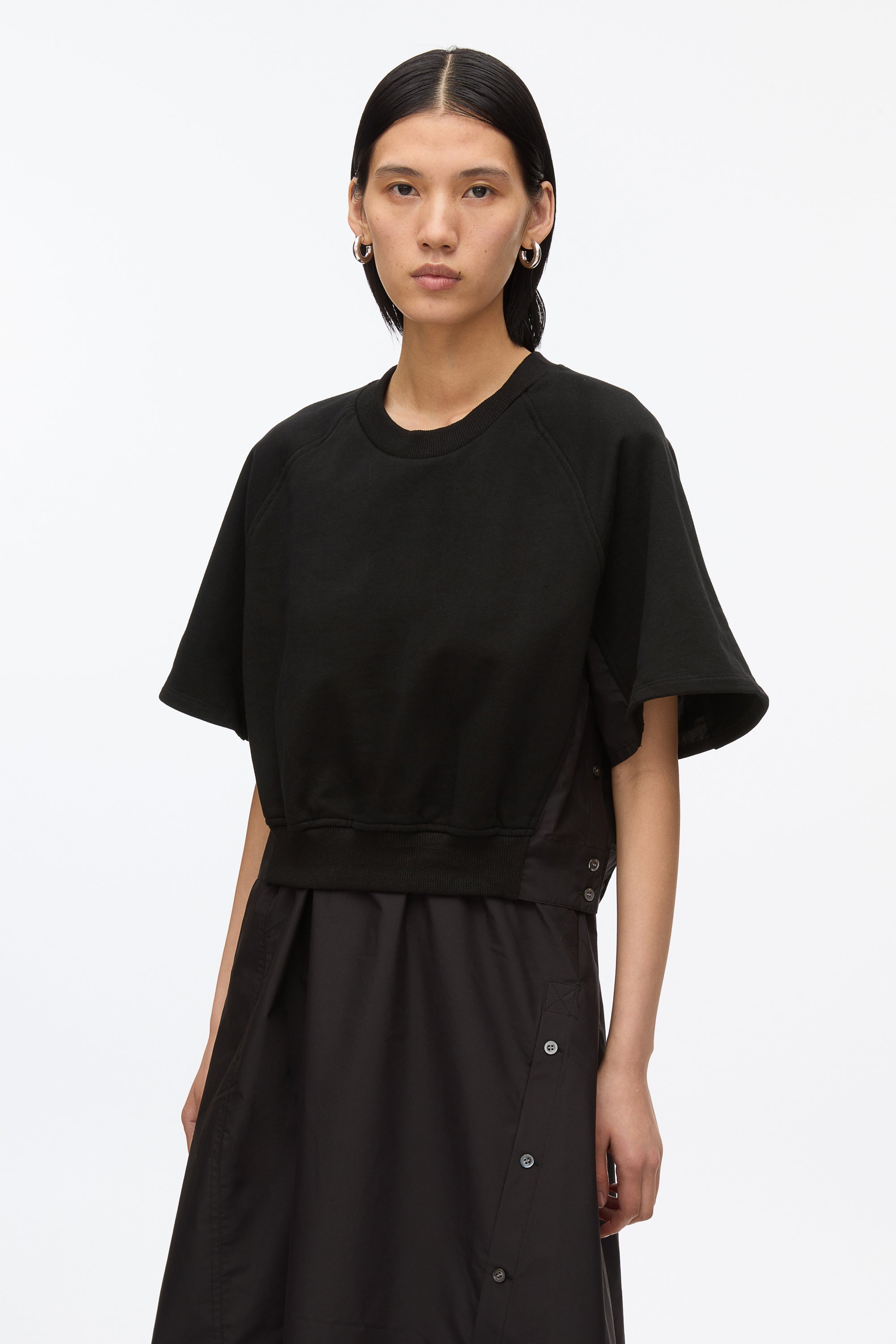 Black Short Sleeve French Terry Combo Dress | 3.1 Phillip Lim
