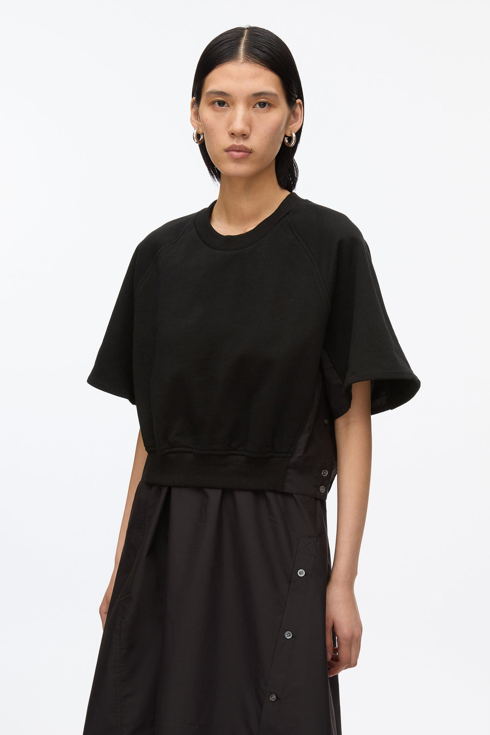 Black Short Sleeve French Terry Combo Dress | 3.1 Phillip Lim