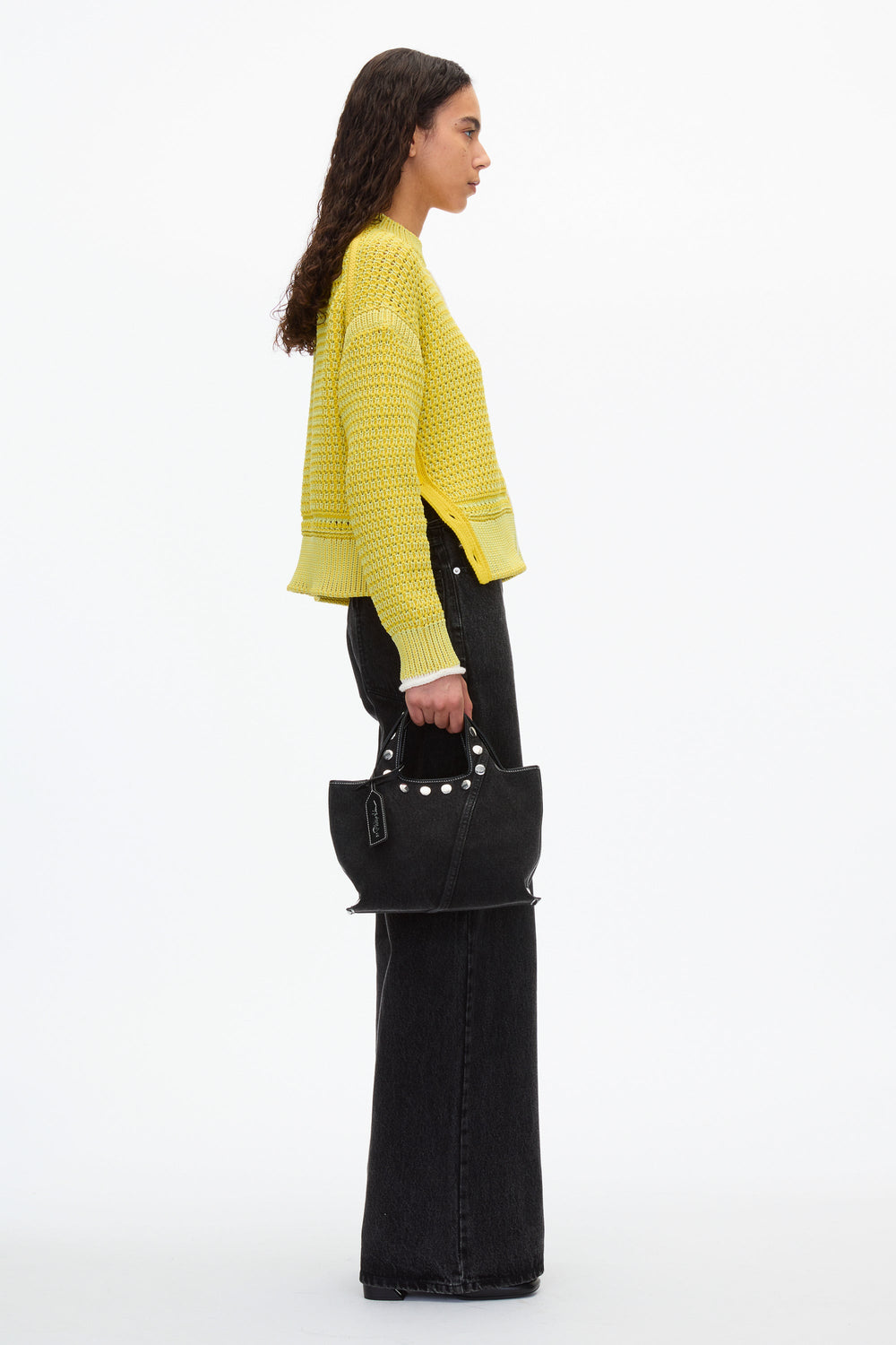 Washed Blk Denim Mini Market Tote with Studs | 3.1 Phillip Lim