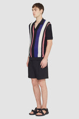 Blk Multi Short Sleeve Stripe Pointelle Polo Shirt | 3.1 Phillip Lim