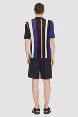 Blk Multi Short Sleeve Stripe Pointelle Polo Shirt | 3.1 Phillip Lim