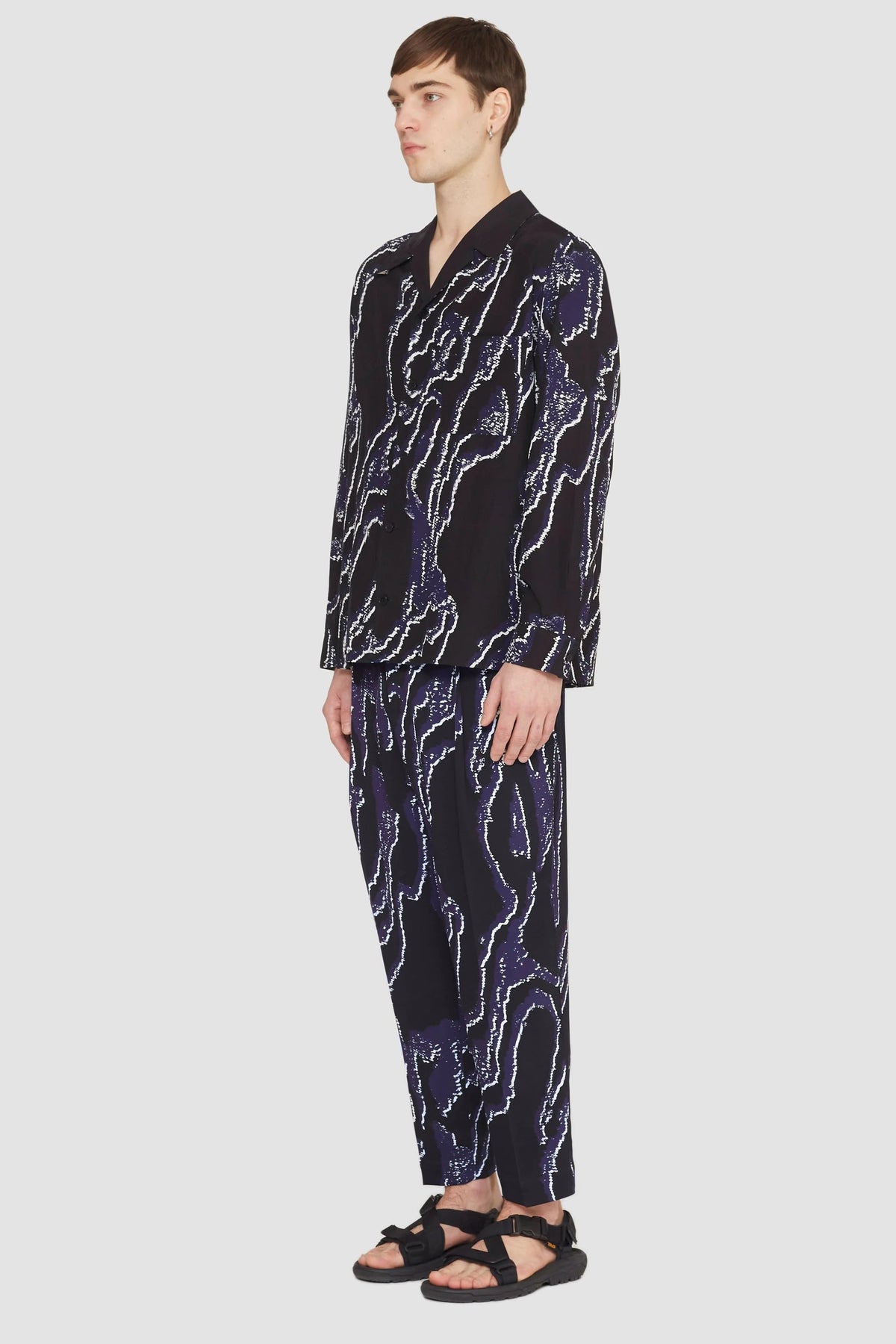 Midnight-White Printed Single Pleat Tapered Trouser | 3.1 Phillip Lim