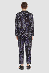 Midnight-White Printed Single Pleat Tapered Trouser | 3.1 Phillip Lim