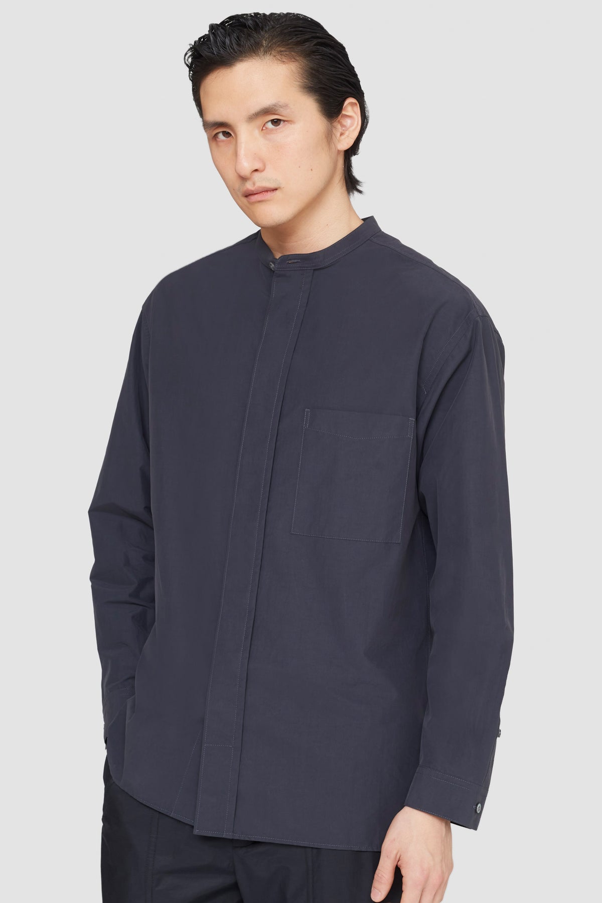 Faded Black Band-Collar Shirt | 3.1 Phillip Lim