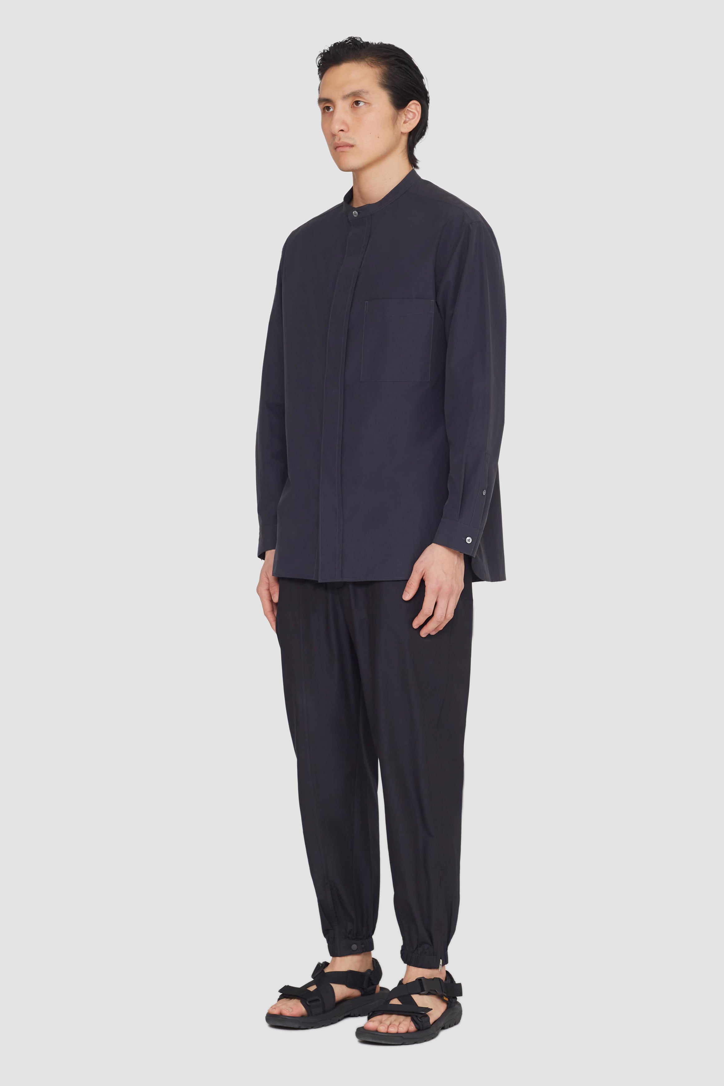 Faded Black Band-Collar Shirt | 3.1 Phillip Lim