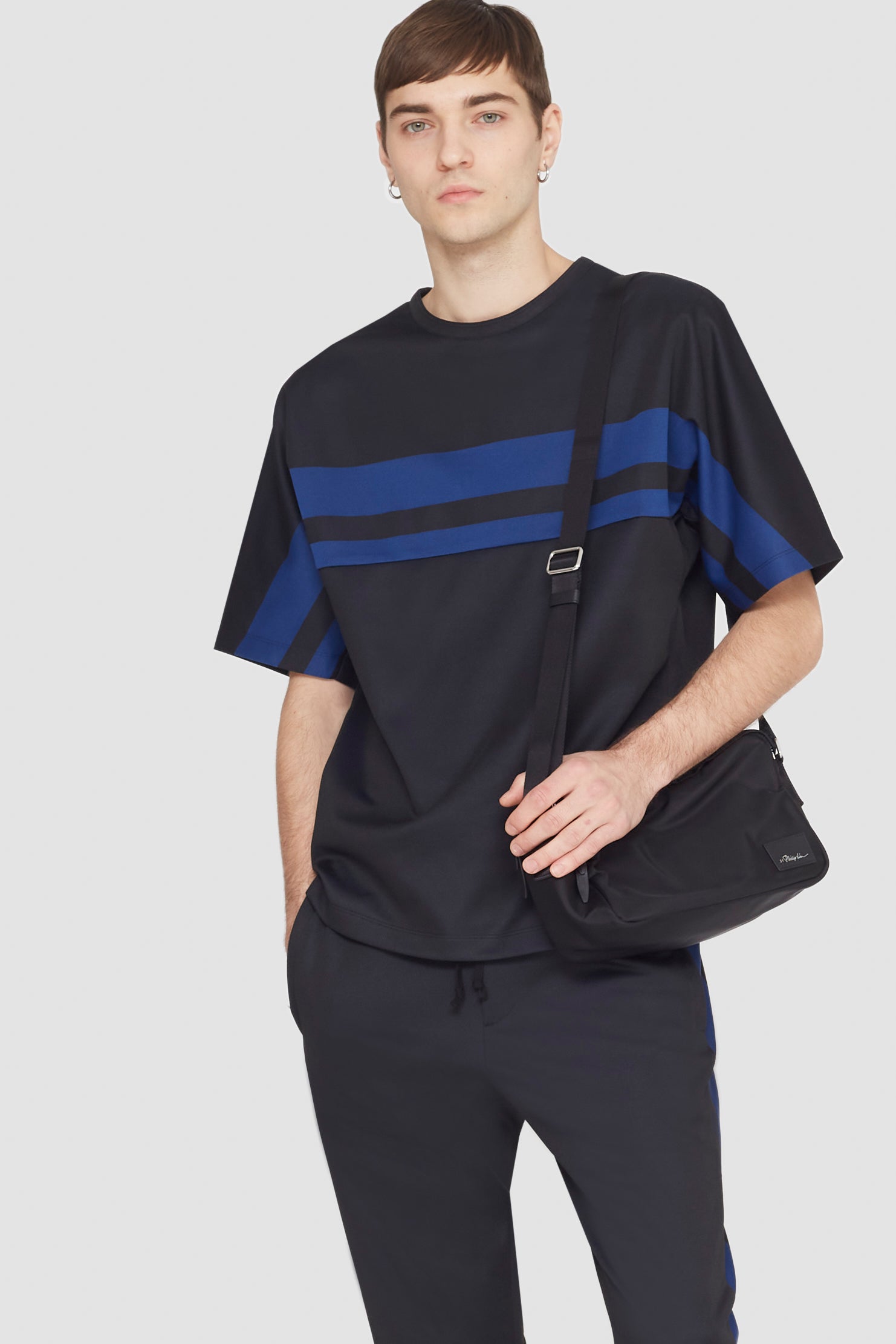 Blk Multi Short Sleeve Stripe Ponte T-Shirt | 3.1 Phillip Lim