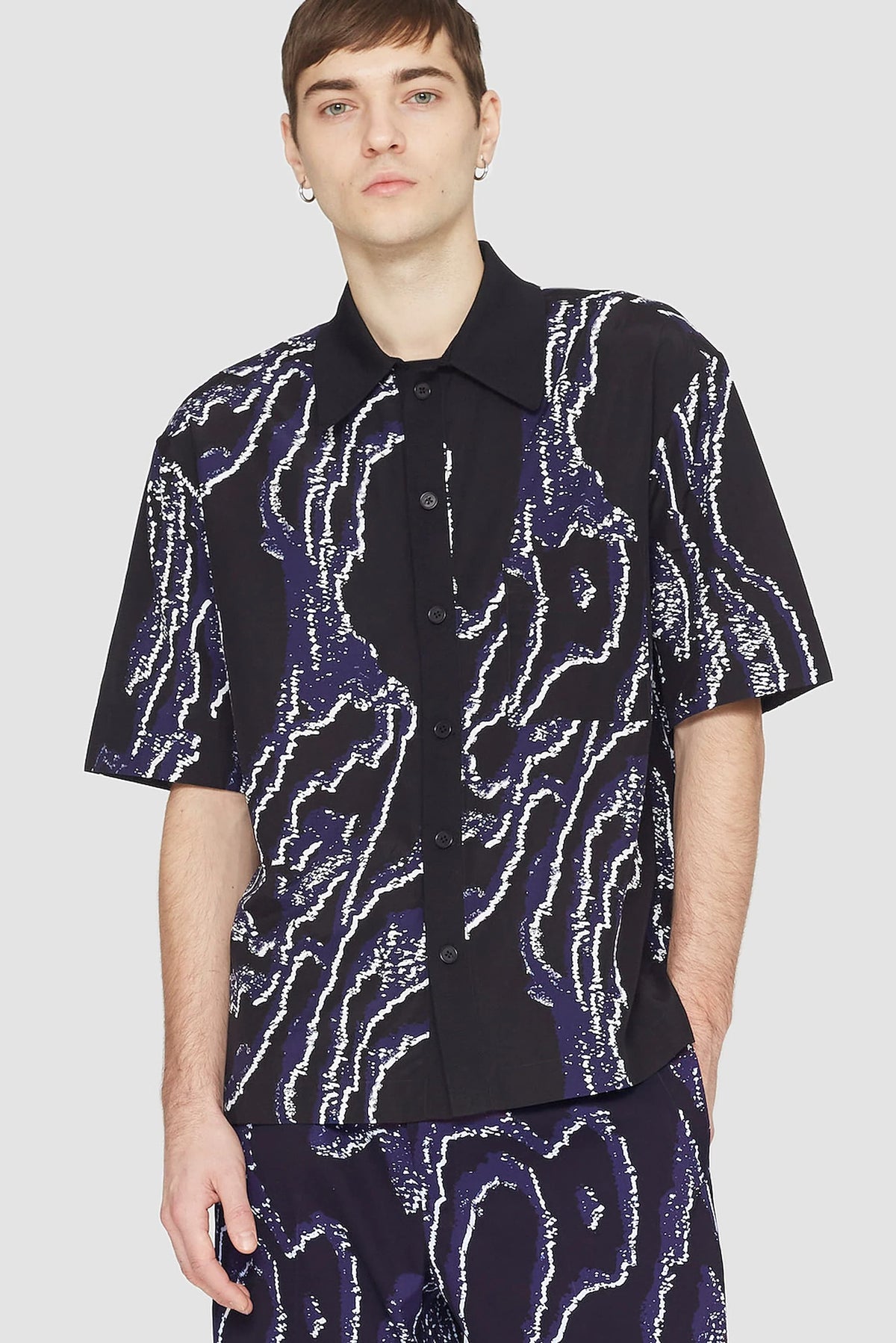 Midnight-White Short Sleeve Printed Bowling Shirt | 3.1 Phillip Lim