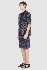 Midnight-White Short Sleeve Printed Bowling Shirt | 3.1 Phillip Lim