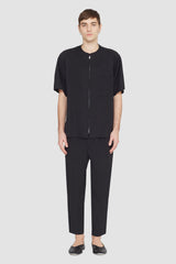 Black Short Sleeve Zip-Front Baseball Shirt | 3.1 Phillip Lim