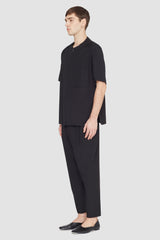 Black Short Sleeve Zip-Front Baseball Shirt | 3.1 Phillip Lim