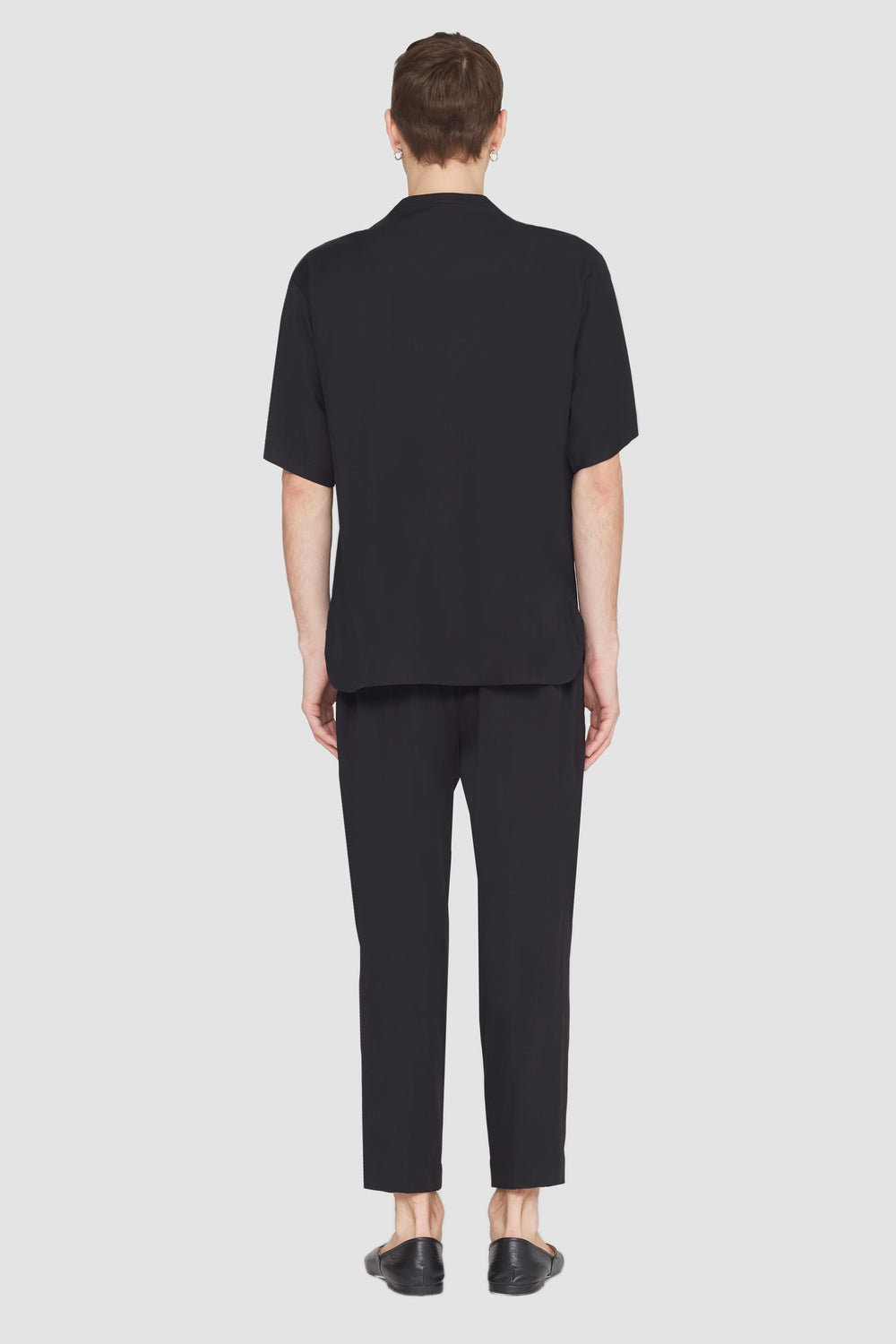 Black Short Sleeve Zip-Front Baseball Shirt | 3.1 Phillip Lim