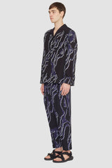 Midnight-White Long Sleeve Printed Convertible Collar Shirt | 3.1 Phillip Lim