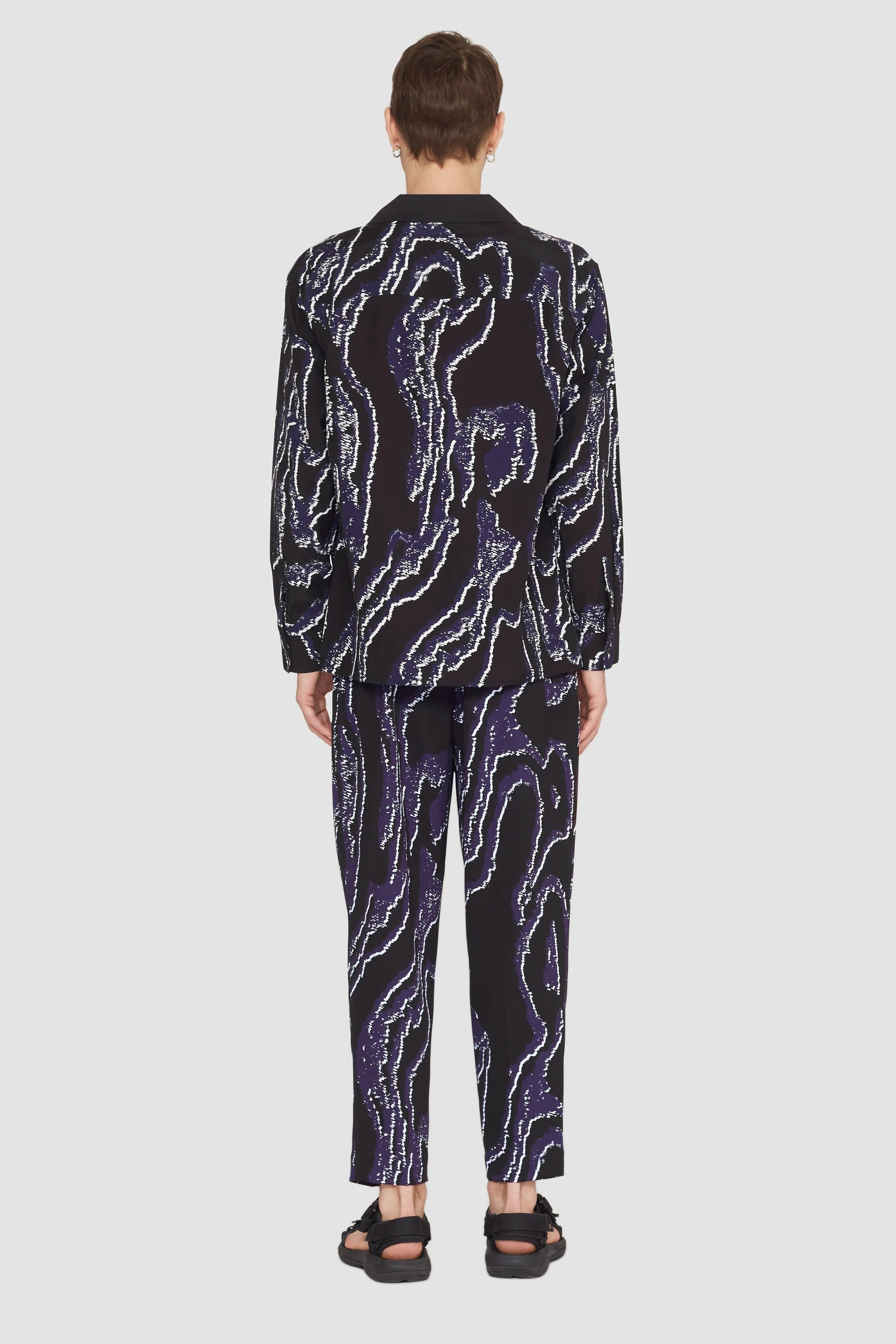 Midnight-White Long Sleeve Printed Convertible Collar Shirt | 3.1 Phillip Lim