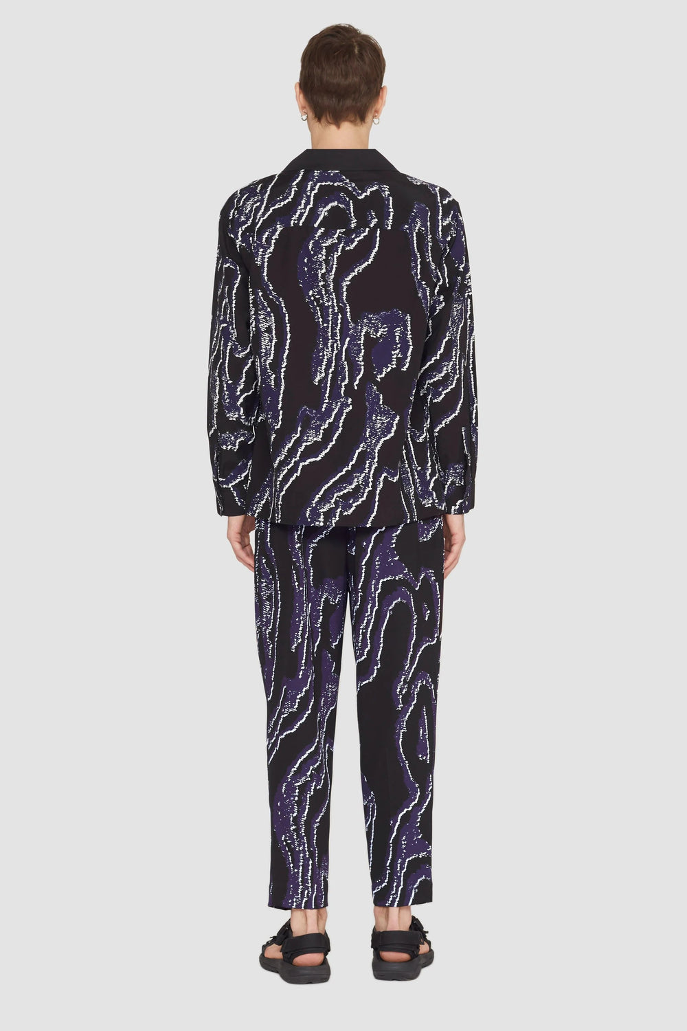 Midnight-White Long Sleeve Printed Convertible Collar Shirt | 3.1 Phillip Lim