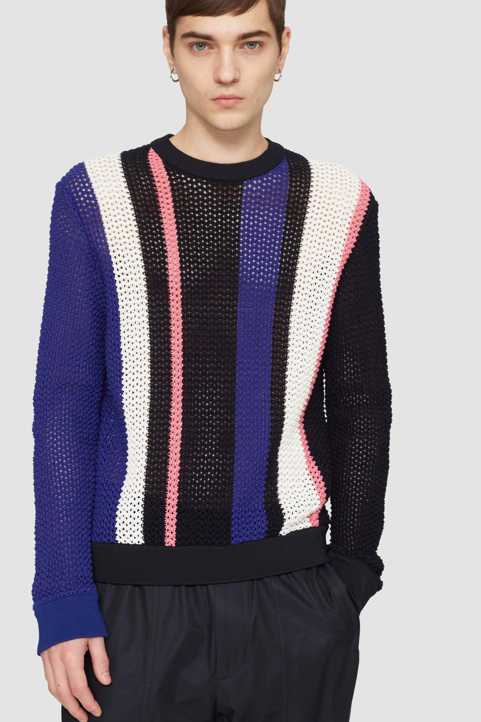 Blk Multi Long Sleeve Stripe Pointelle Pullover | 3.1 Phillip Lim