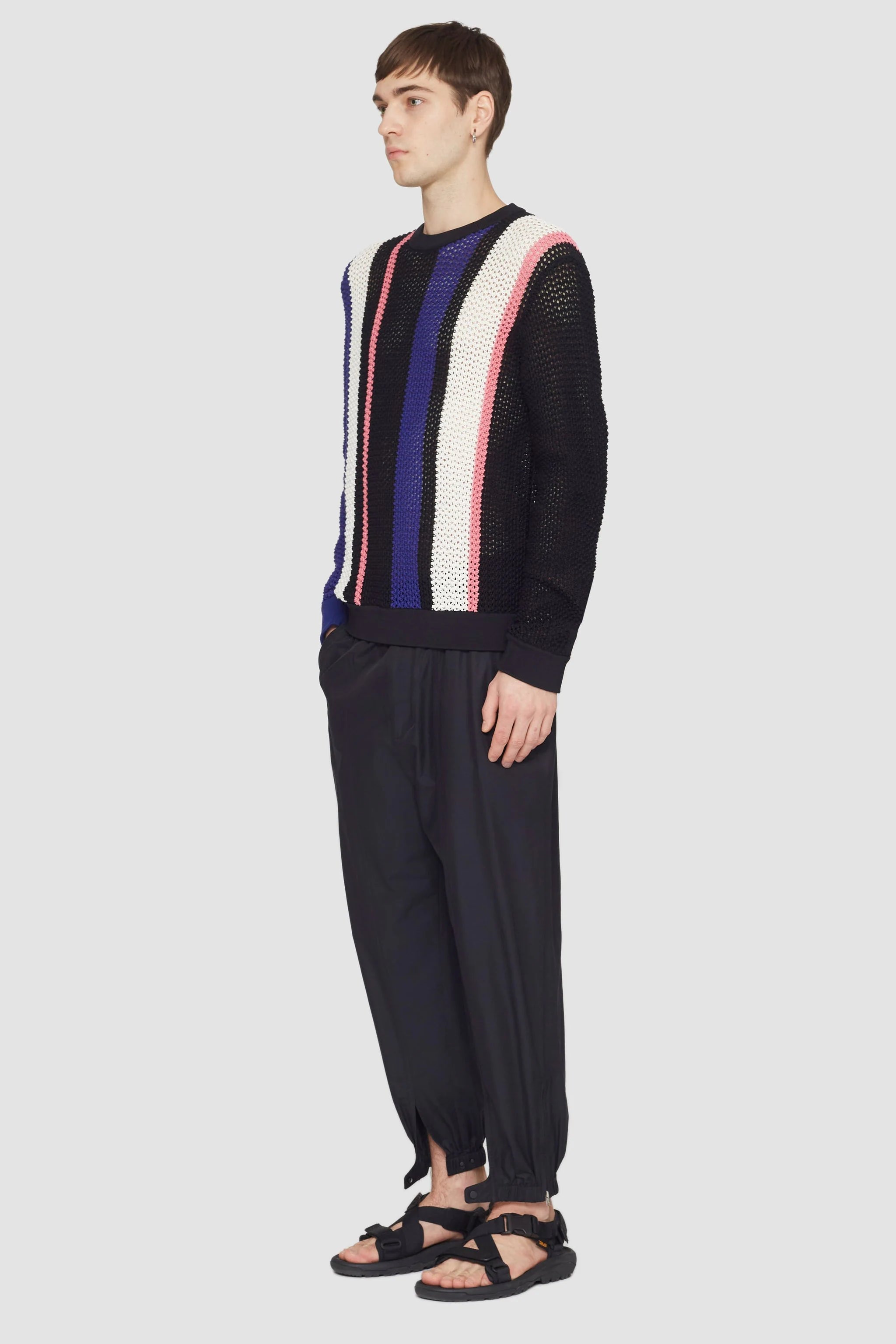 Blk Multi Long Sleeve Stripe Pointelle Pullover | 3.1 Phillip Lim