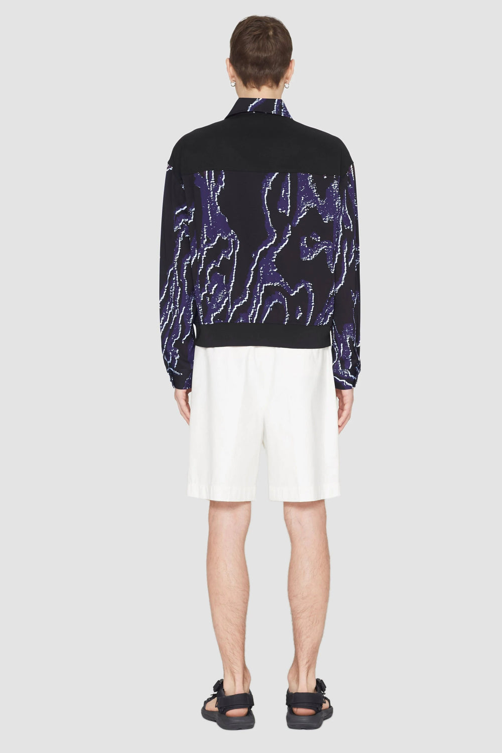 Midnight-White Printed Zip-Front Bowler Jacket | 3.1 Phillip Lim