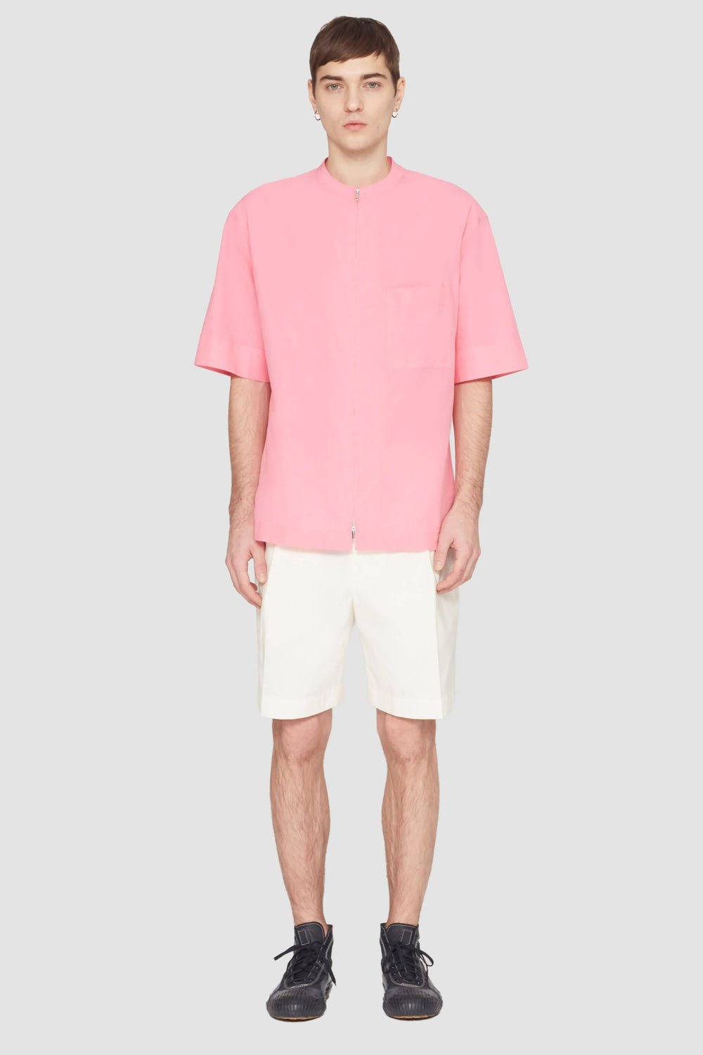 Pink/Red Short Sleeve Zip-Front Shirt | 3.1 Phillip Lim