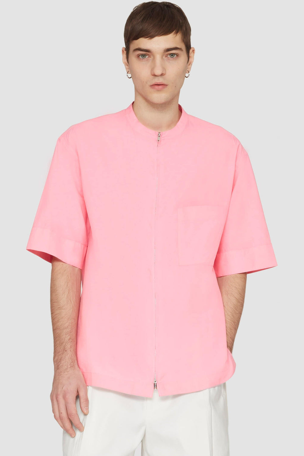 Pink/Red Short Sleeve Zip-Front Shirt | 3.1 Phillip Lim