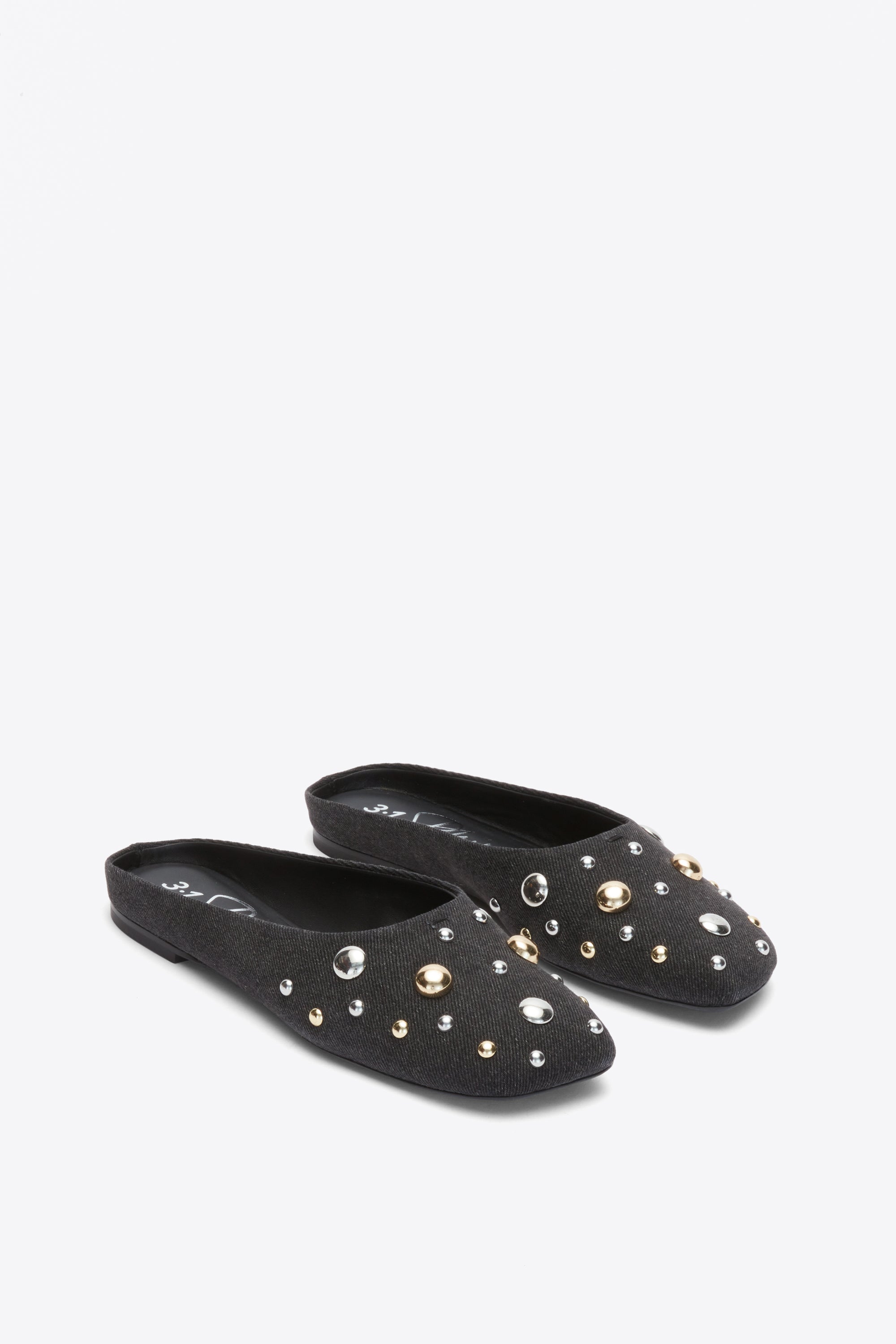 Black ID Mule Flat with Dome Embellishment | 3.1 Phillip Lim